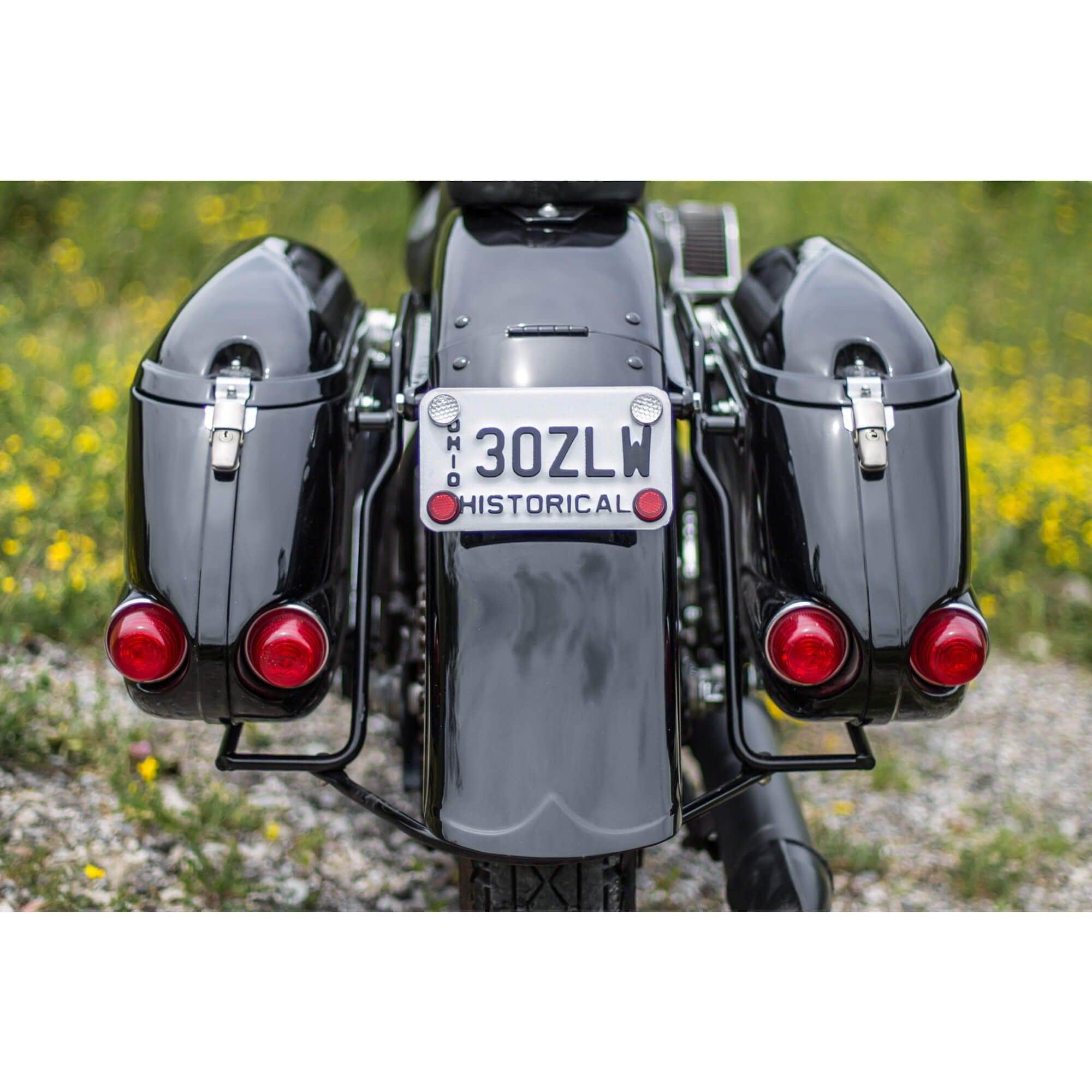 Laydown License Plate Mount - Black - Bolt-on Fitment for 1955 - 2018 Harley-Davidson - Image 5