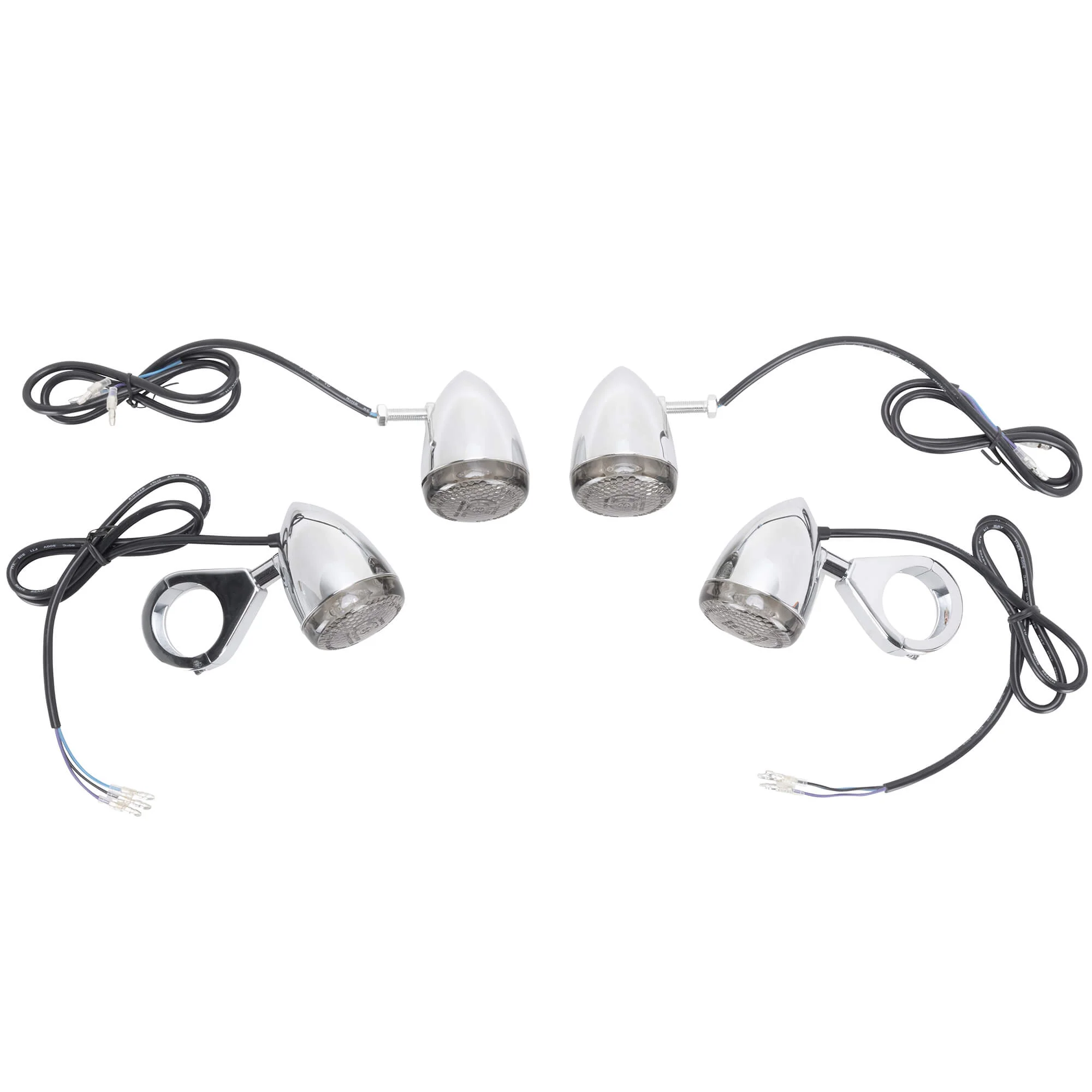 LED Turn Signal Kit for 41mm Forks - Smoked Lens - Chrome