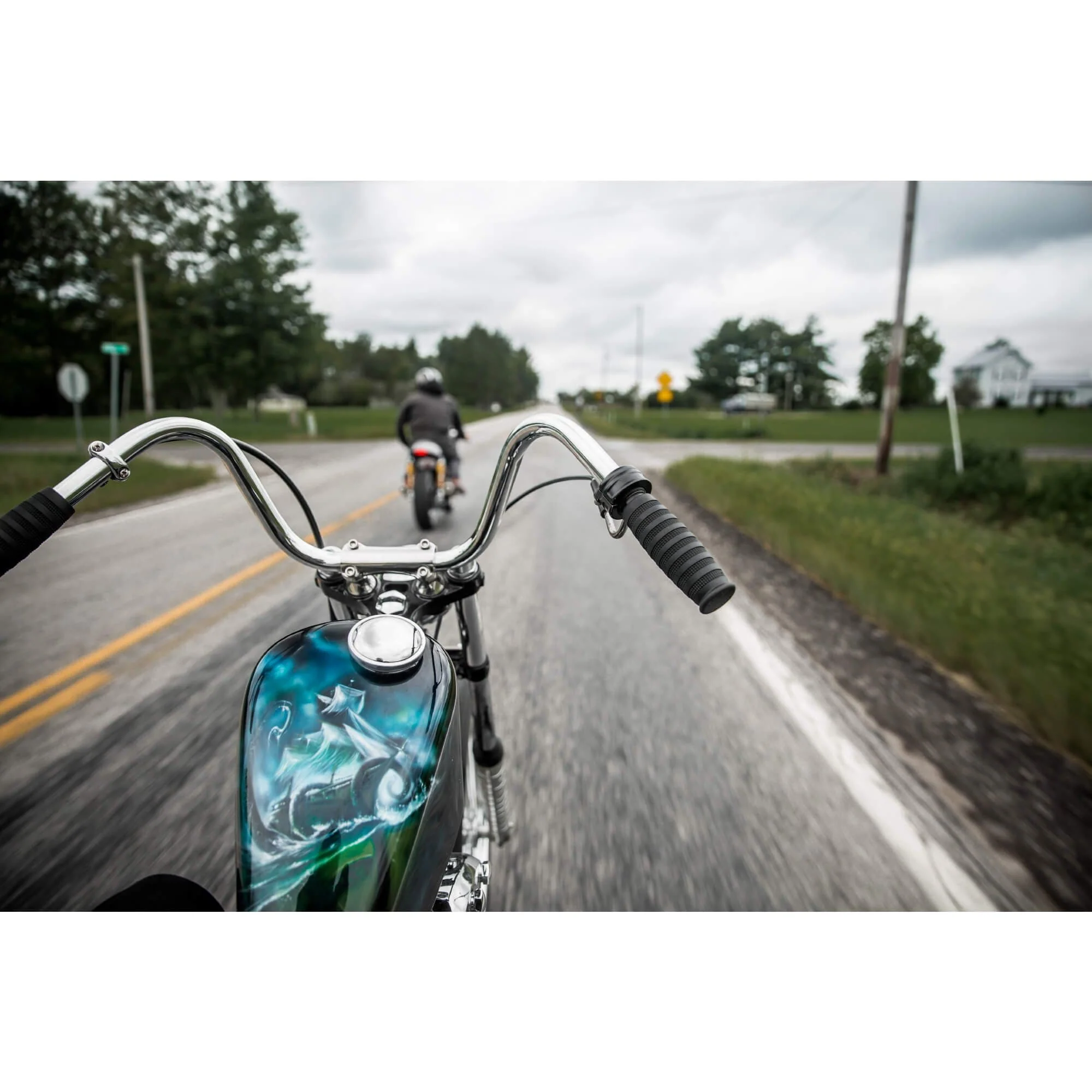 Mini Ape Hanger Handlebars - 1 inch - 9 inch Rise - Chrome - Image 8