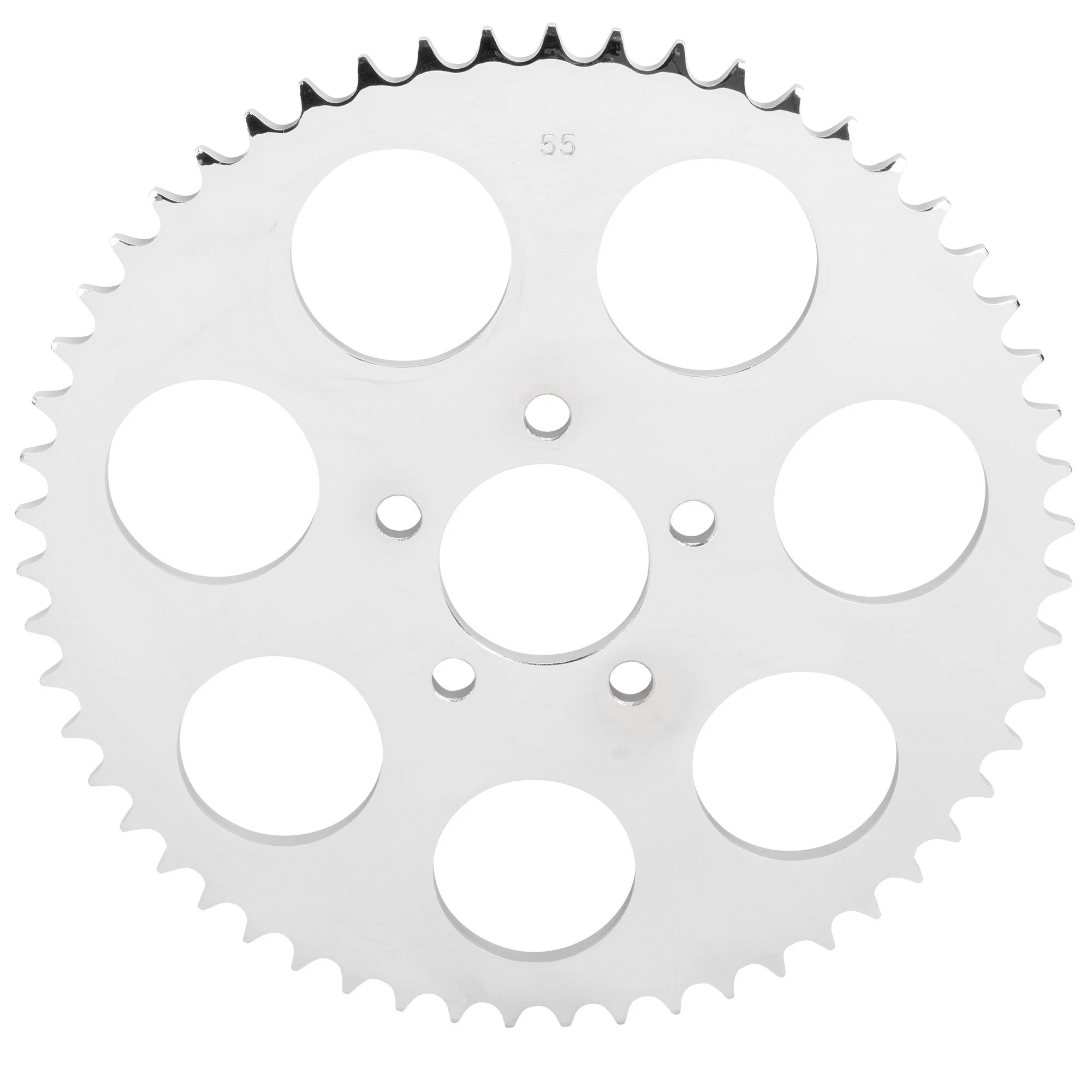 Replacement Chain Conversion Sprocket - Chrome - 55 Tooth - Harley-Davidson Sportster 2000-Up Dyna 2006-Up