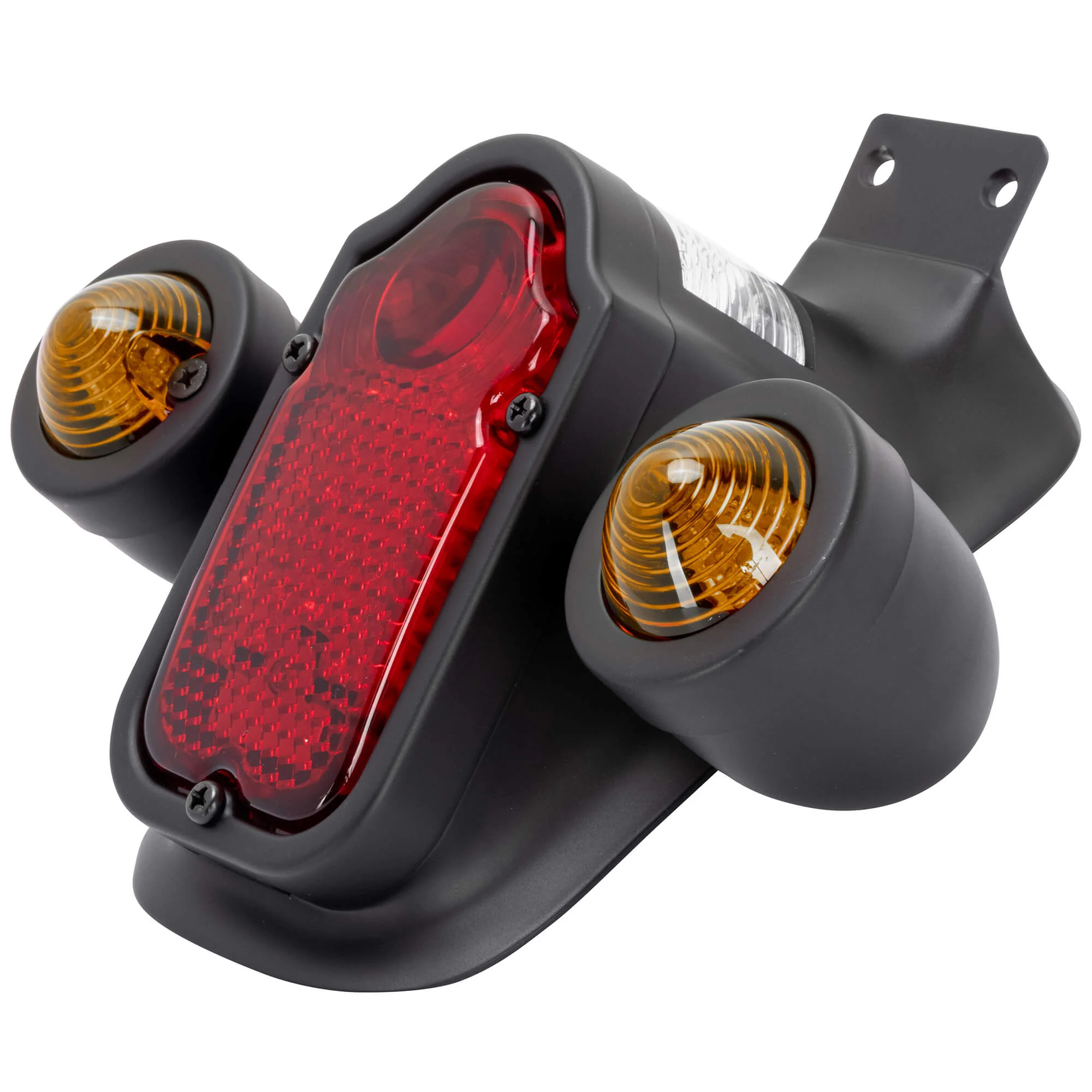 Tombstone LED Taillight w/ Amber Turn Signals - Red Lens - Black