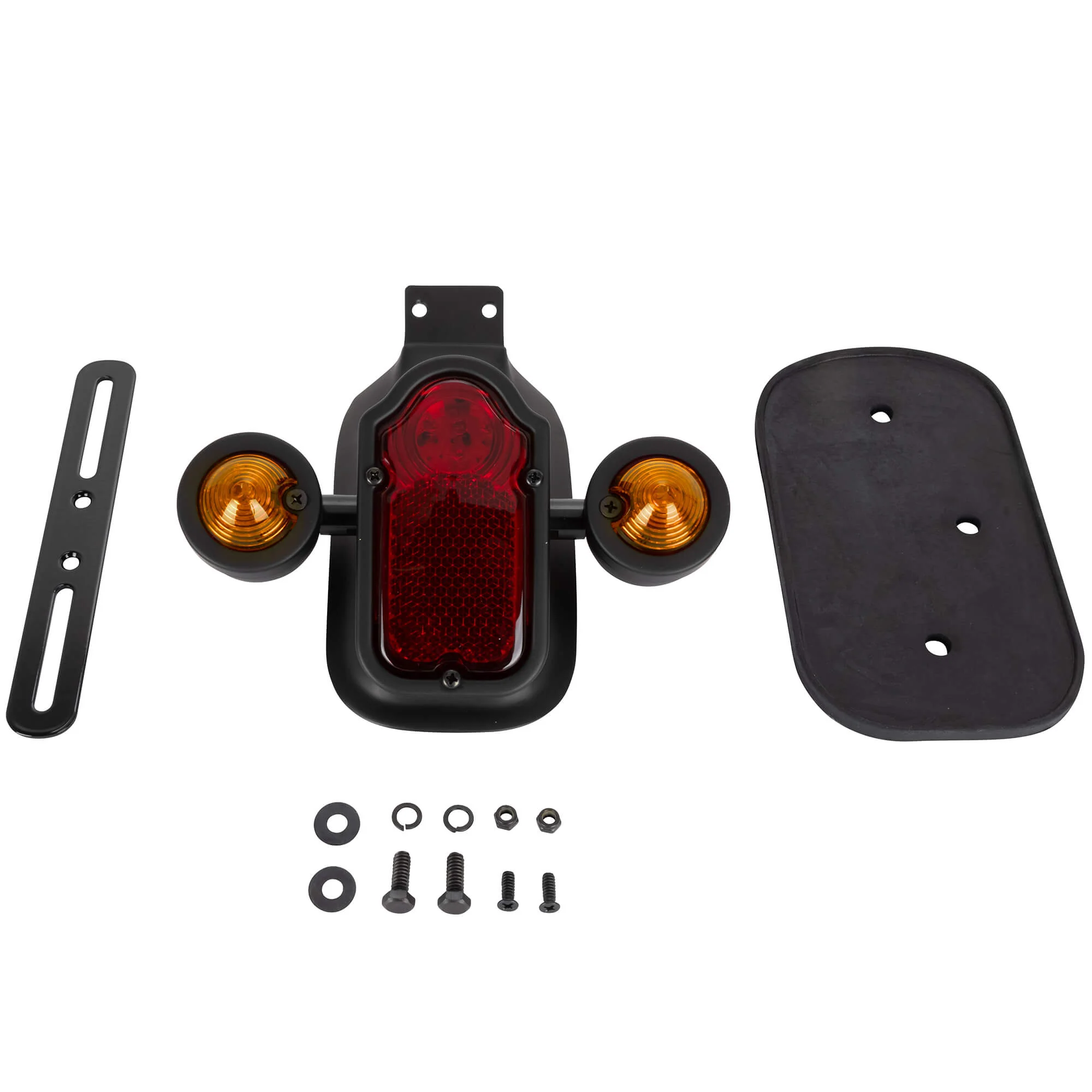 Tombstone LED Taillight w/ Amber Turn Signals - Red Lens - Black - Image 2