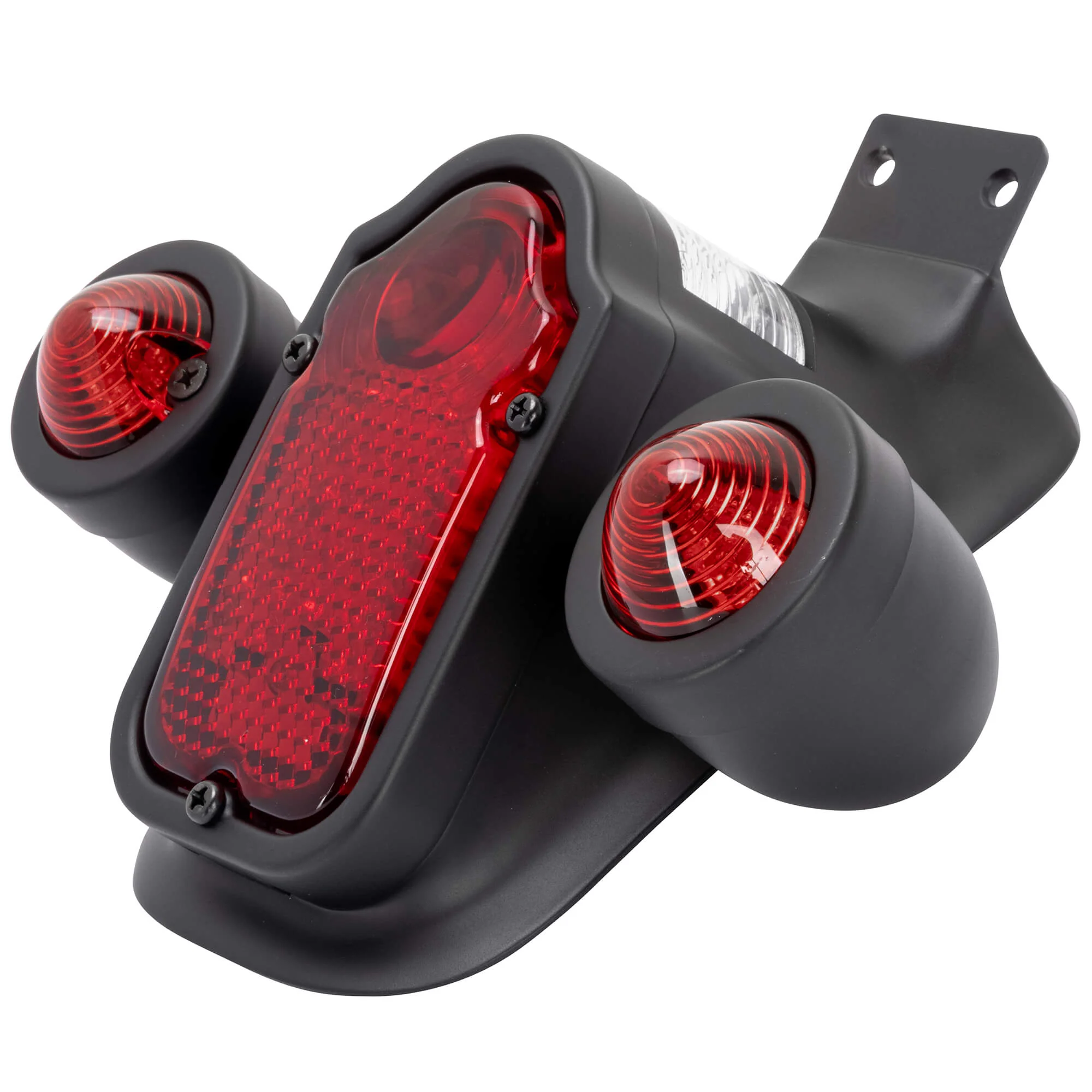 Tombstone LED Taillight with Turn Signals - Red Lens - Black Finish