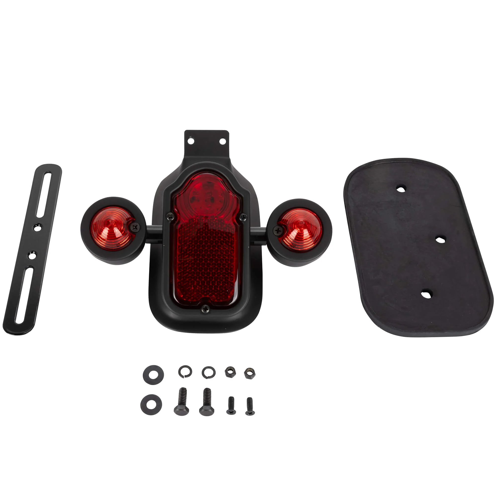 Tombstone LED Taillight with Turn Signals - Red Lens - Black Finish - Image 2