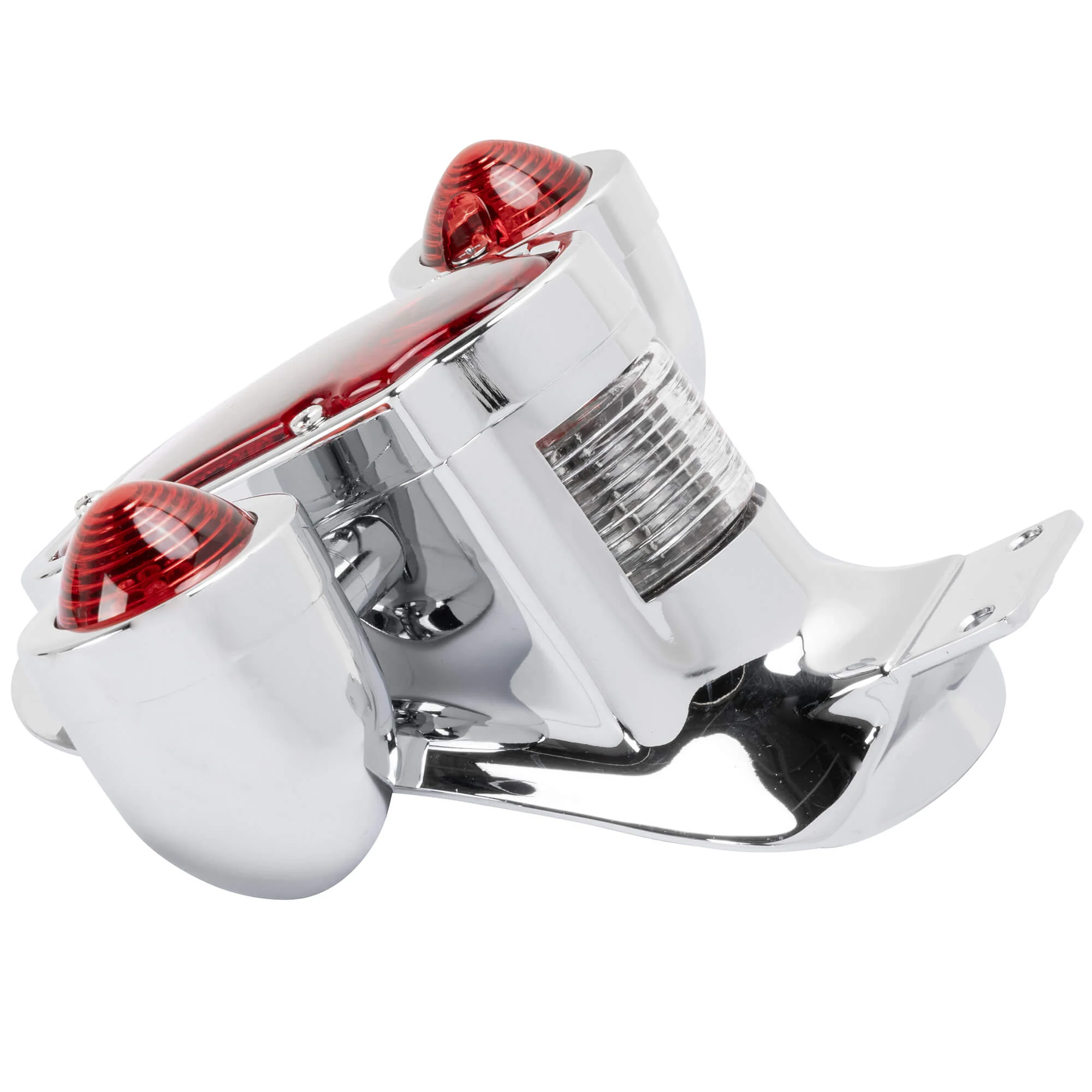 Tombstone LED Taillight w/ Red Turn Signals - Red Lens - Chrome - Image 3
