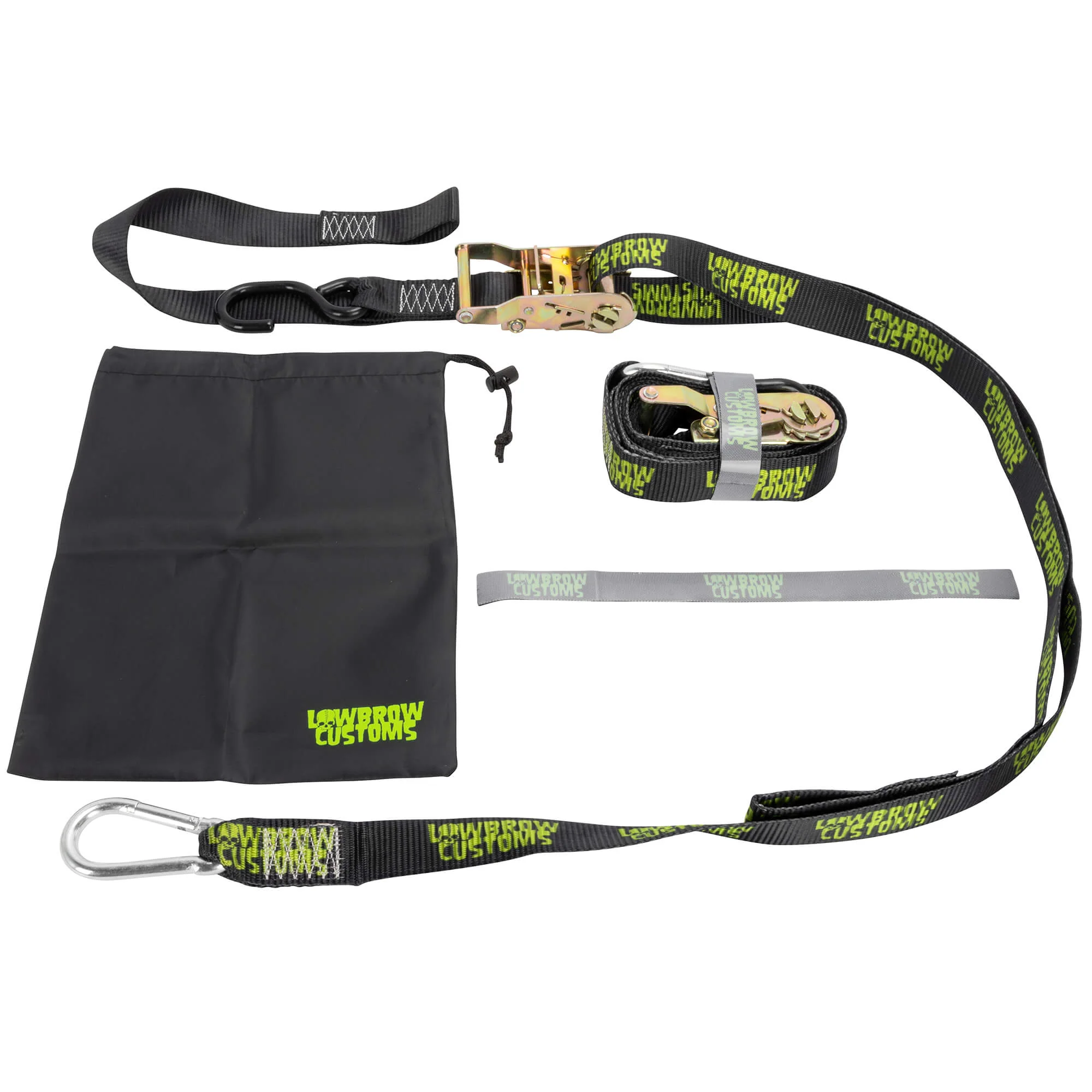 Deluxe Lowbrow Customs Ratcheting Tie-Downs With Soft Straps and Storage Bag