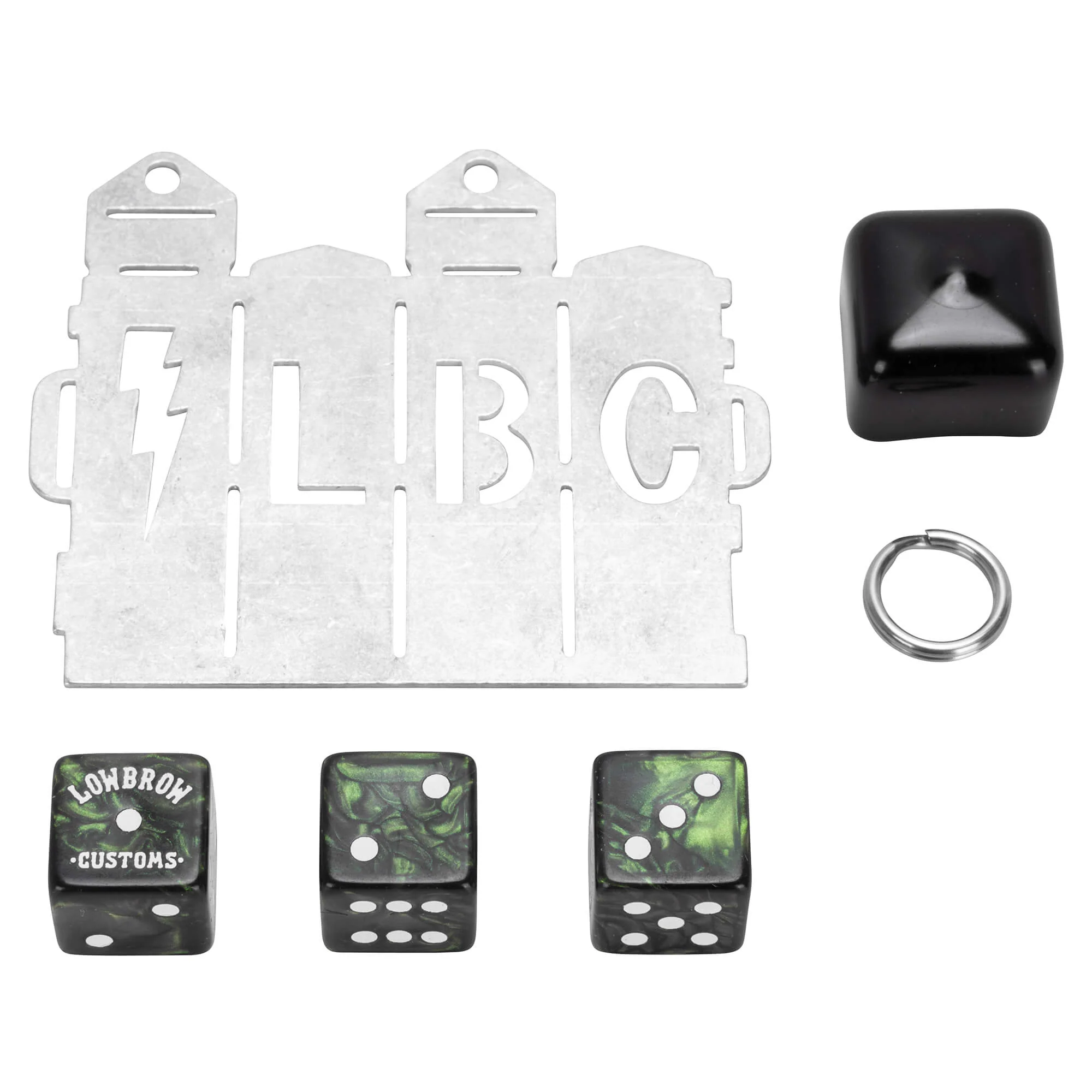 Dice Holder Keychain Kit with Black Lowbrow Dice - Image 2