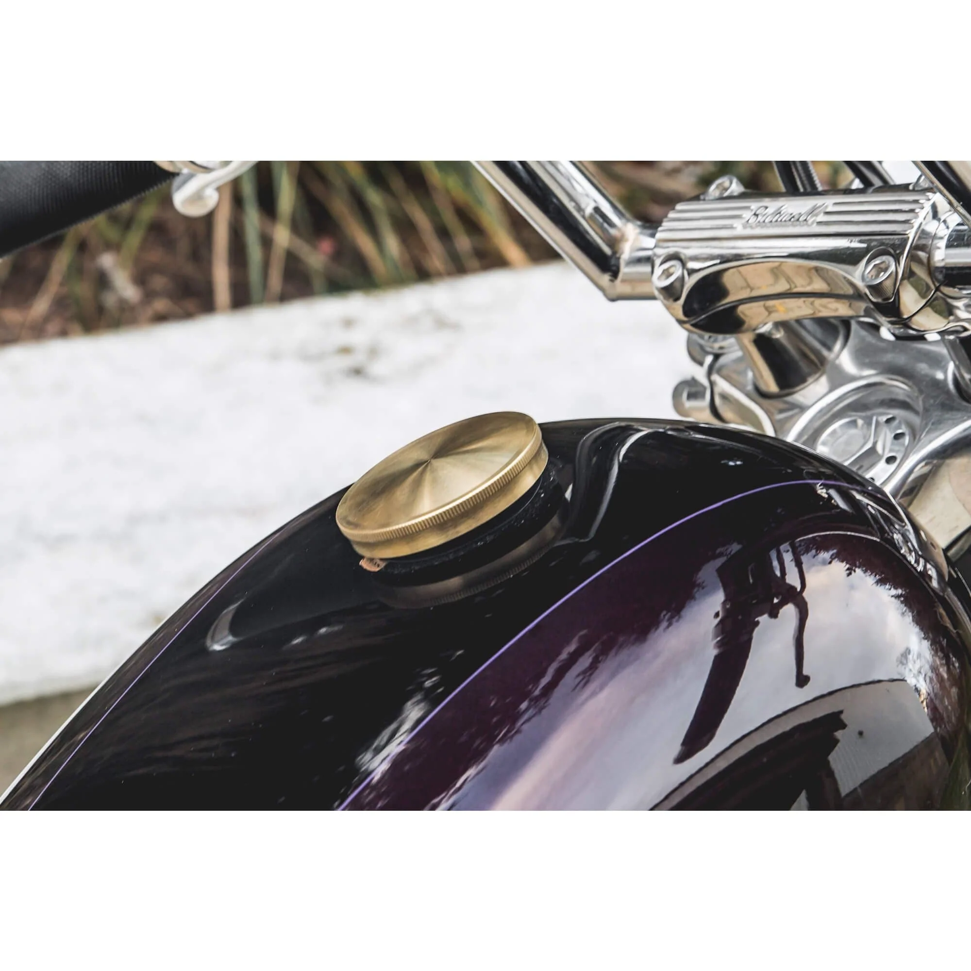Domed Screw-In Gas Cap for Harley-Davidson 1996 & later - Brass - Image 5