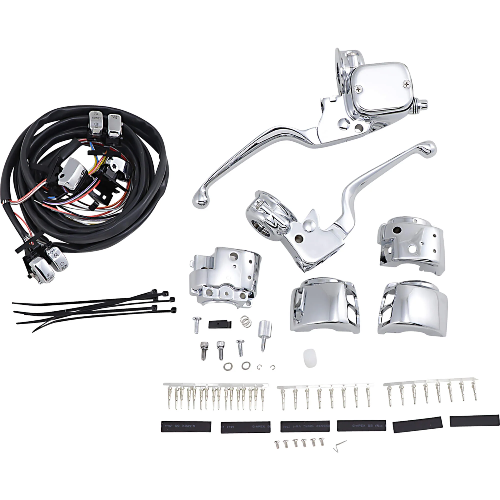 Brake/Mechanical Clutch Controls Kit with Switches - Chrome - Single Disc 1996-11 Harley-Davidson FXD/FXDWG 96-03 XL 96-07 FLHR 96-10 FXST/FLST