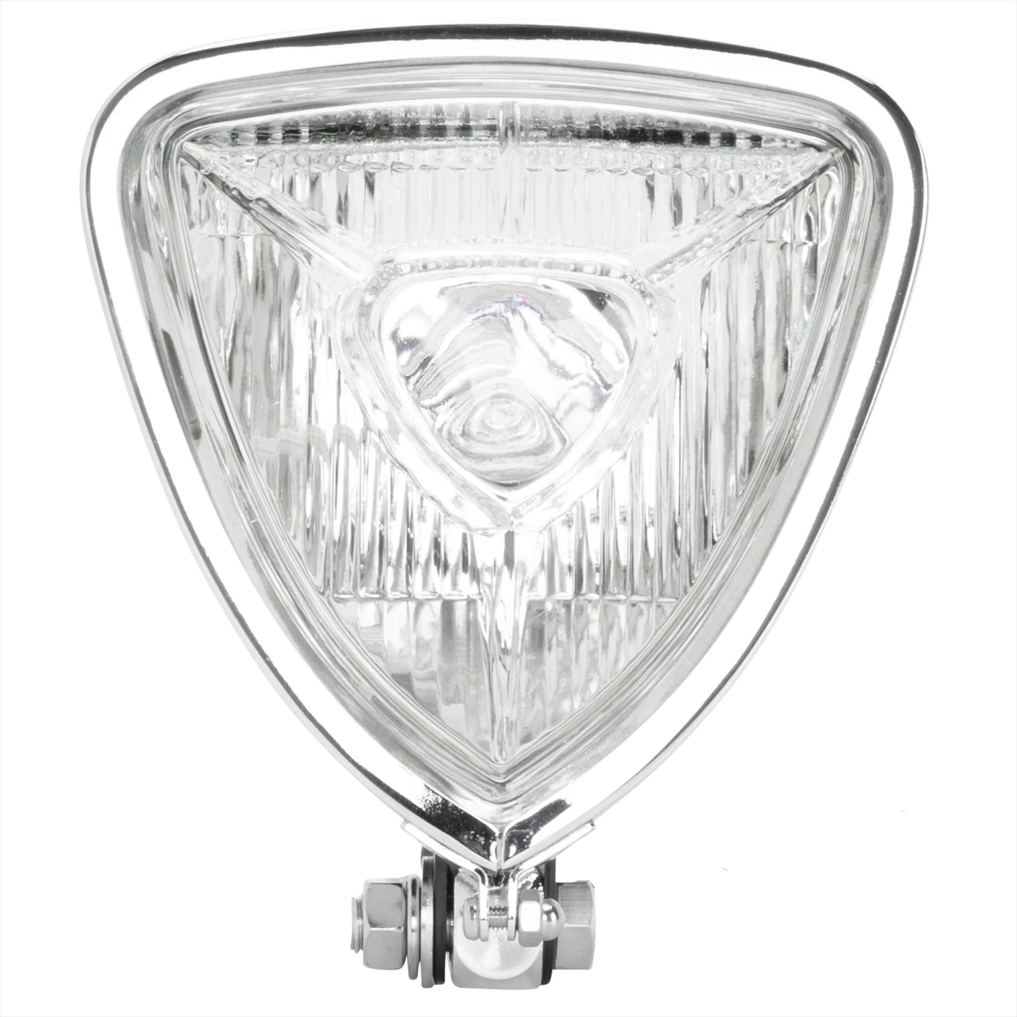 Aris Style Triangular Headlight - Black with Chrome Bezel - Image 2