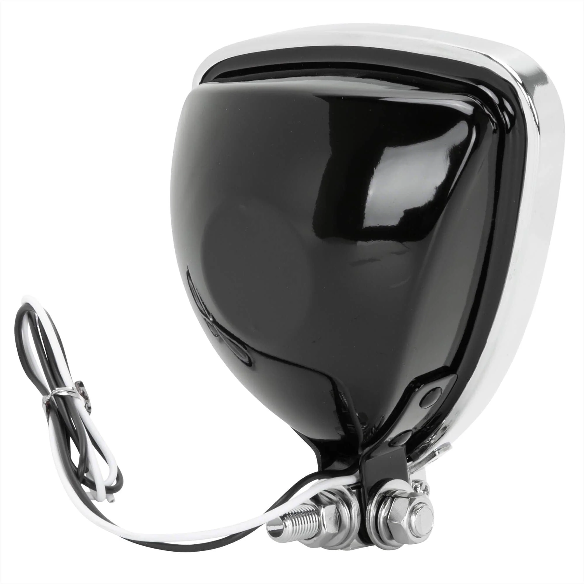 Aris Style Triangular Headlight - Black with Chrome Bezel - Image 4