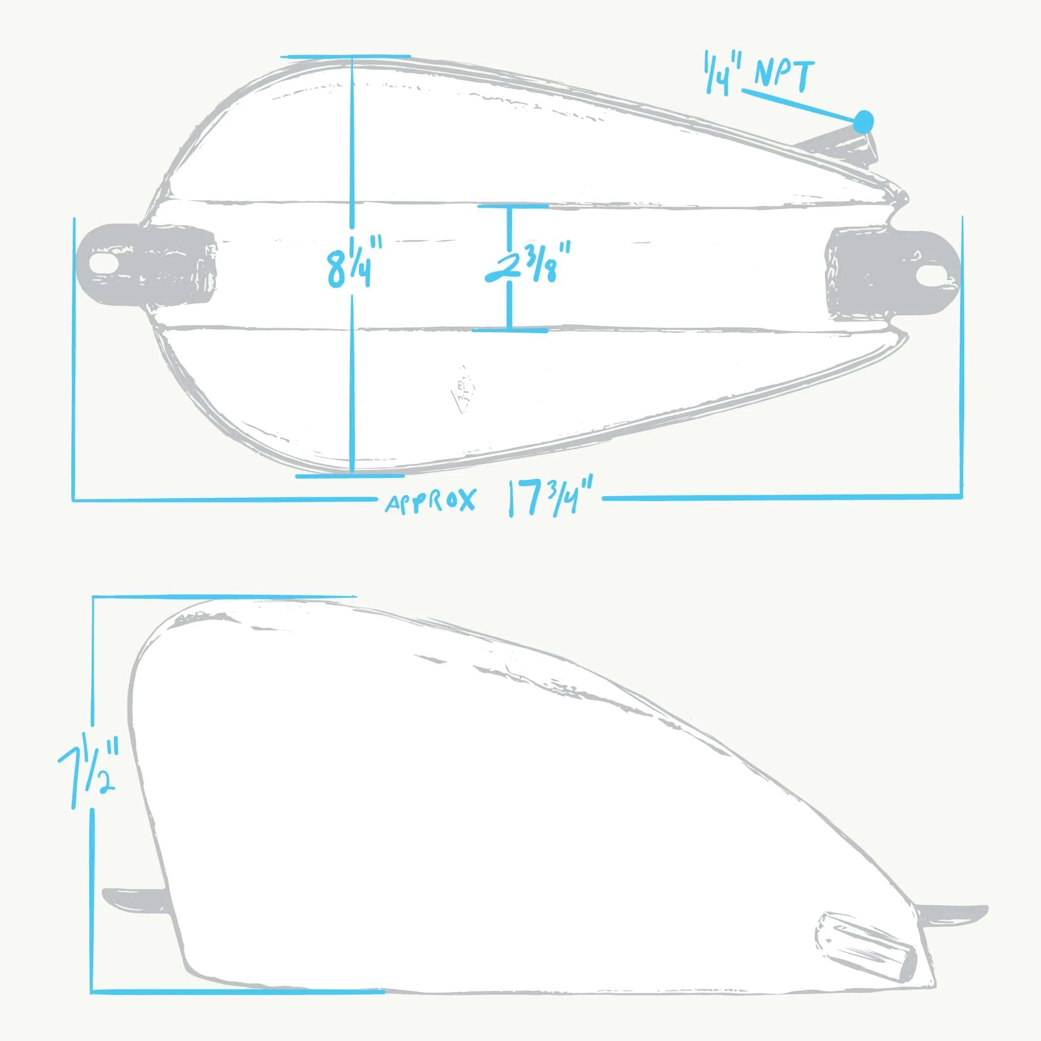 Frisco Mount Sportster Gas Tank - Narrow - 2.1 gallon - Image 3