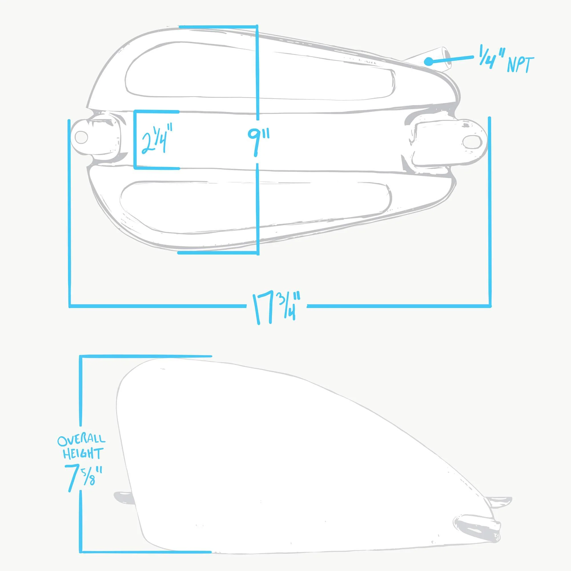 Frisco Mount Sportster Gas Tank - Standard Width - 2.5 gallon - Image 3