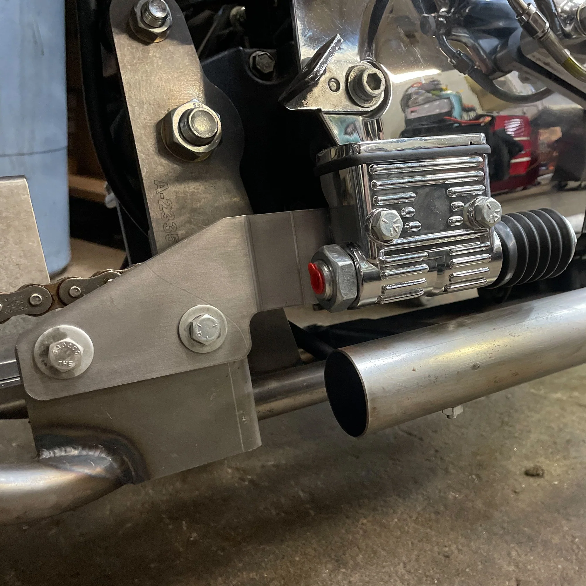 Rear Master Cylinder Relocation Bracket for 2004-2022 Harley-Davidson XL Lowbrow Customs Hardtails and Gasbox Full Frames - Image 3