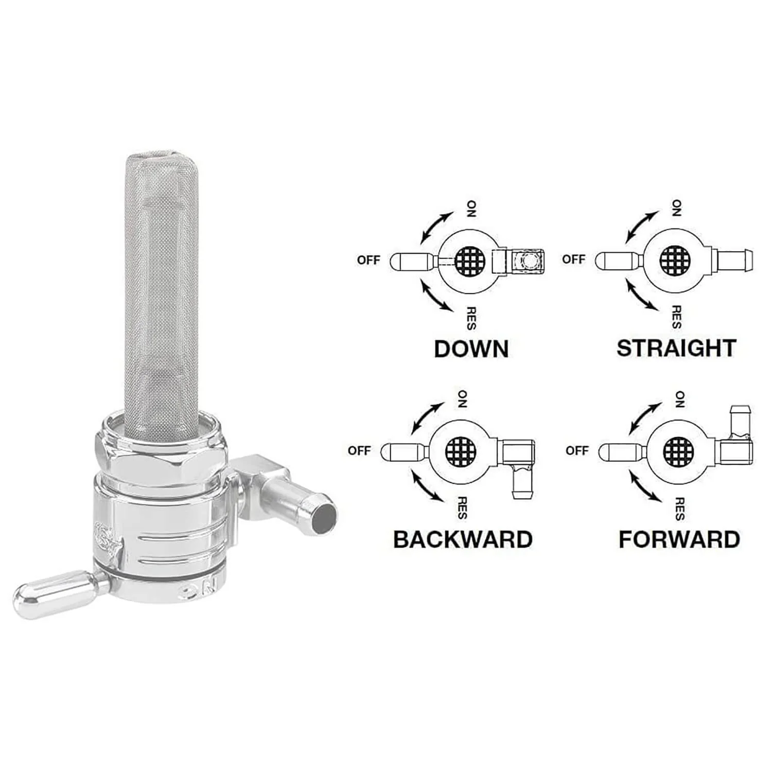 3/8 inch NPT Click-Slick Petcock - Round Body - Chrome - Straight - Image 2