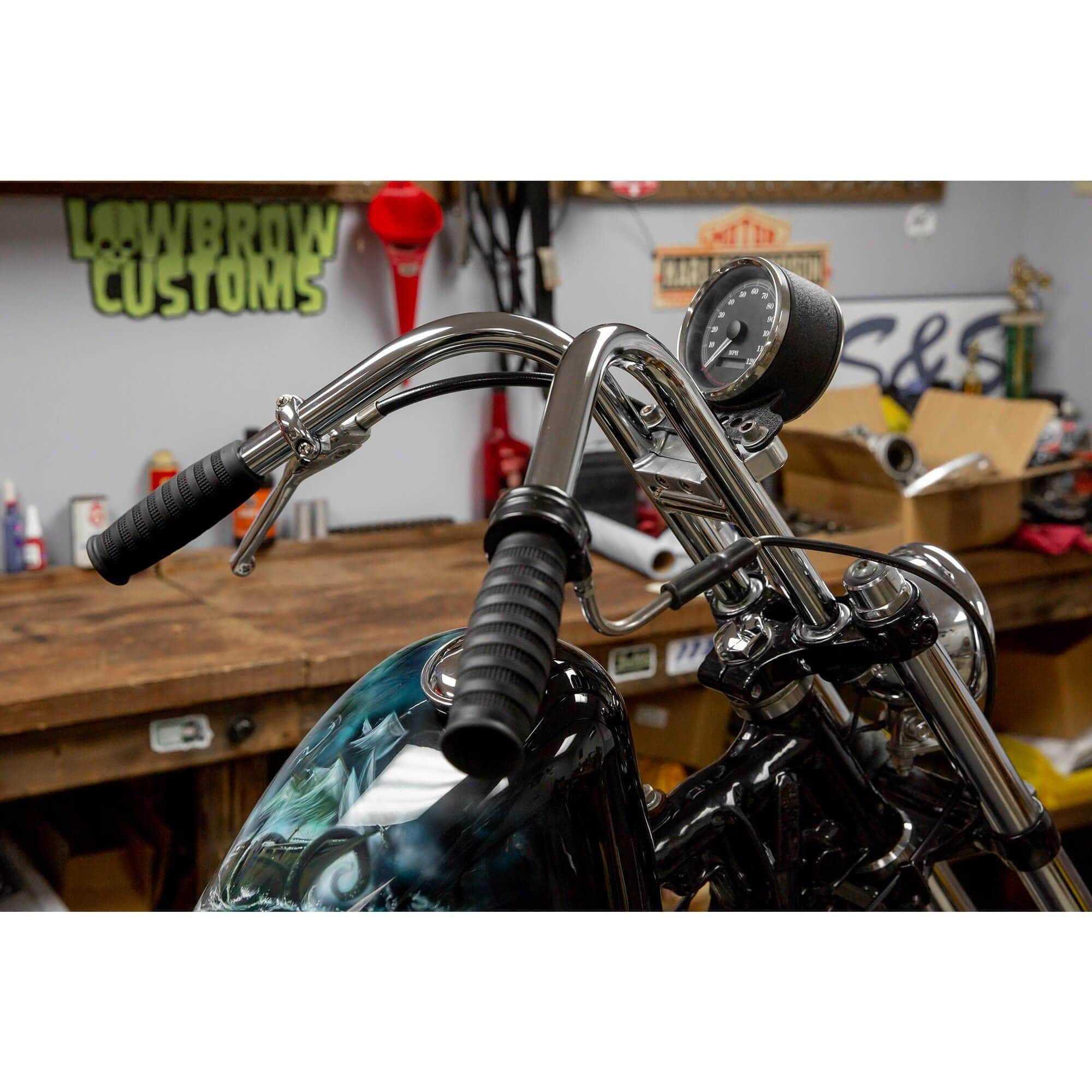 Speedometer Gauge Riser Mount for 1 inch T-Bar Handlebars - Polished - Image 9