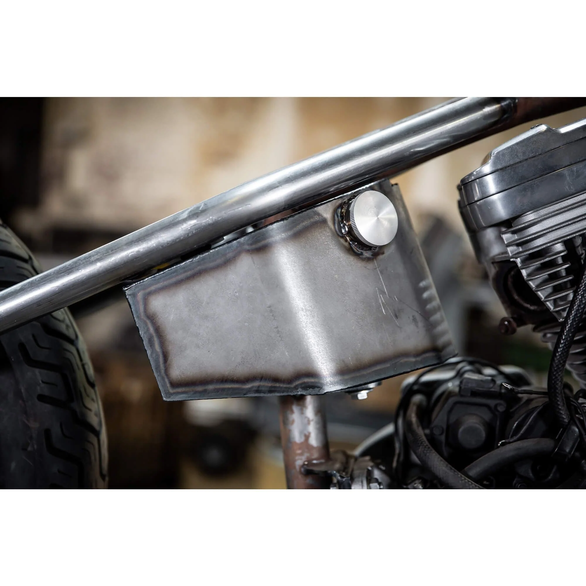 Horseshoe Oil Tank for Lowbrow Customs Weld-On Sportster Hardtails and Gasbox Full Frames - Image 21