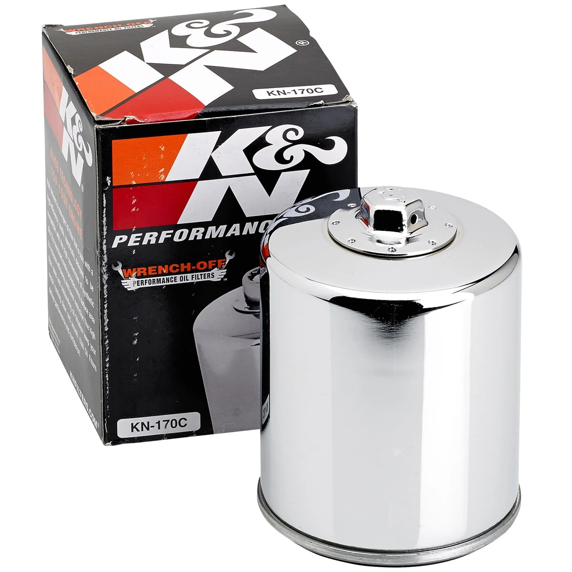 Oil Filter - Chrome - Harley-Davidson Evolution Big Twin Harley and Sportster Models - K&N Part #KN-170C