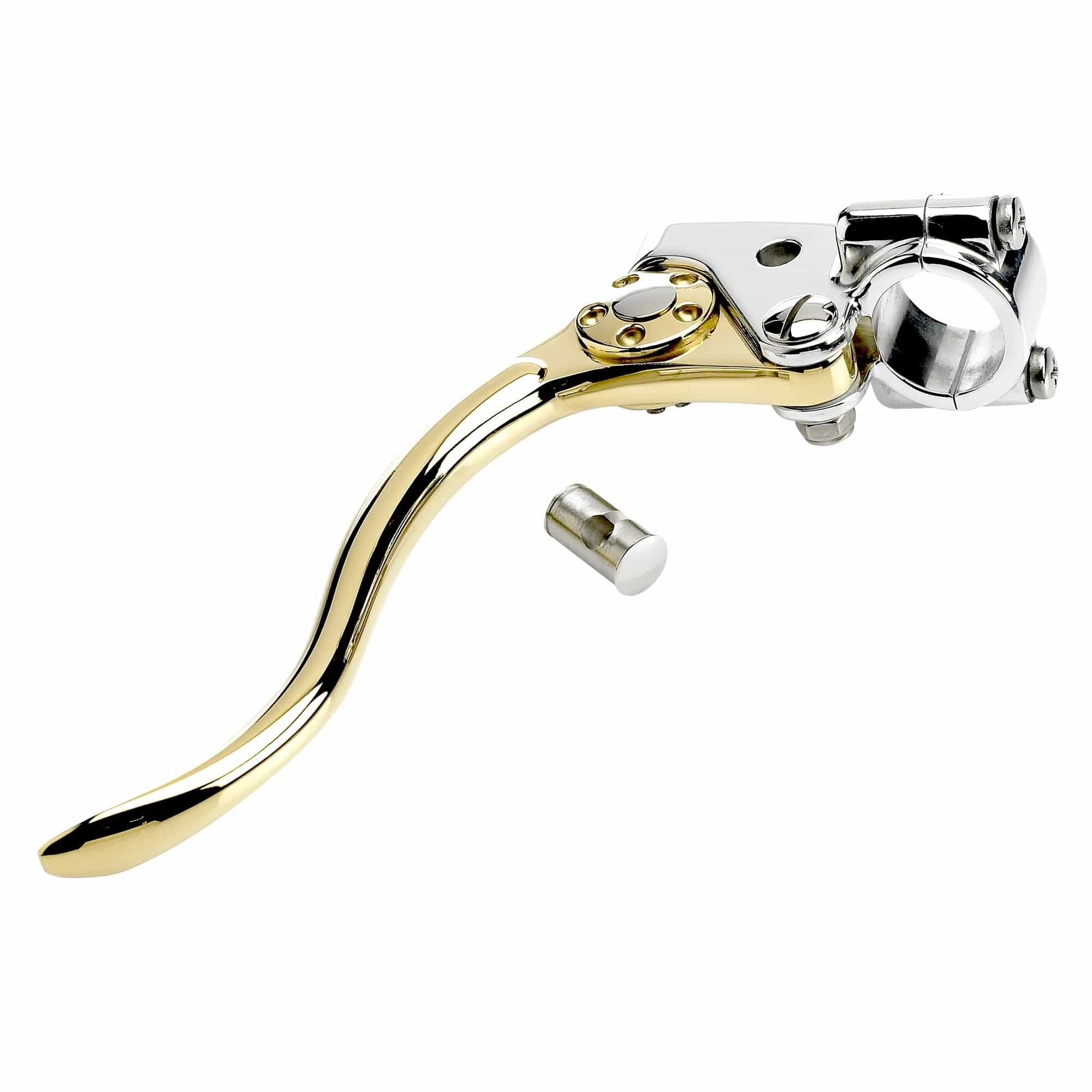 DeLuxe 1 inch Clutch Lever Polished Aluminum & Brass - Image 2
