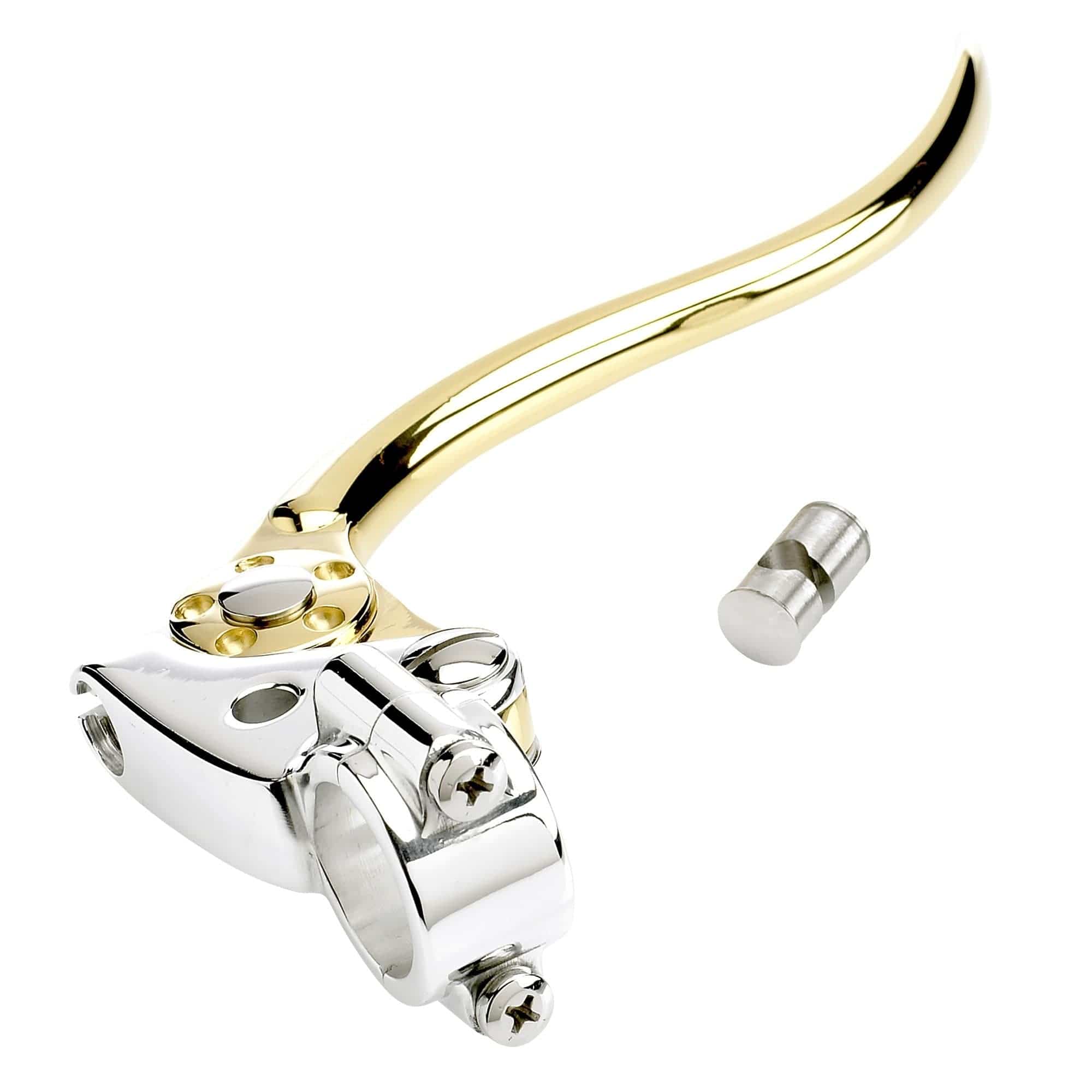 DeLuxe 1 inch Clutch Lever Polished Aluminum & Brass - Image 3