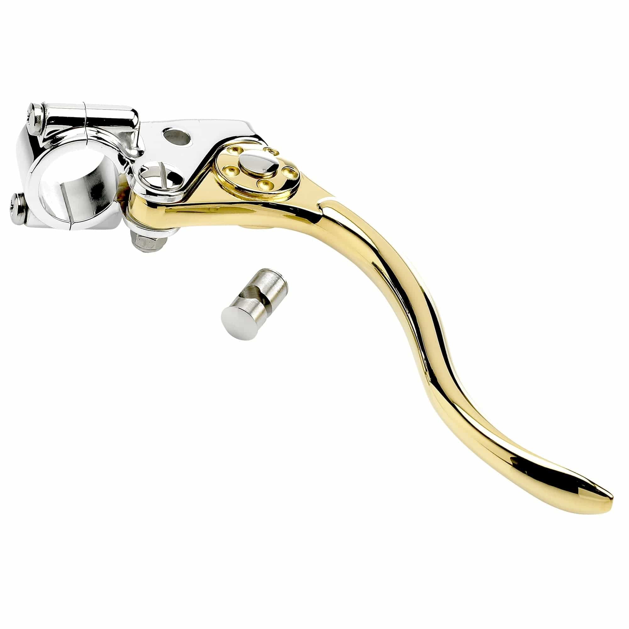 DeLuxe 1 inch Clutch Lever Polished Aluminum & Brass - Image 4