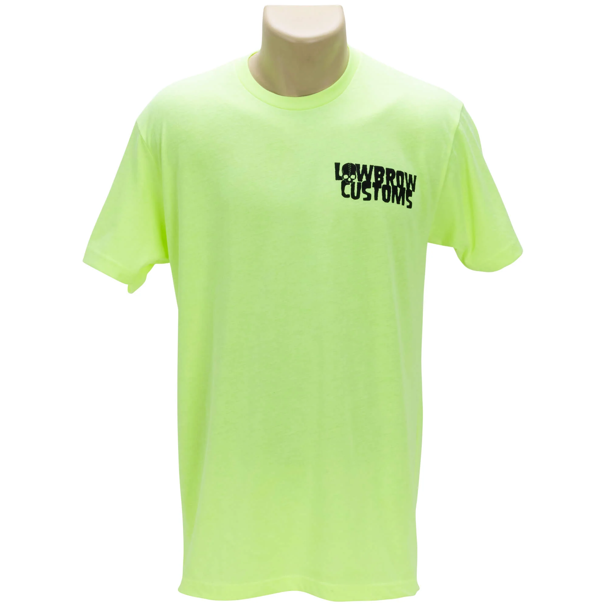 Lowbrow Customs Logo Neon Yellow T-Shirt - Image 3