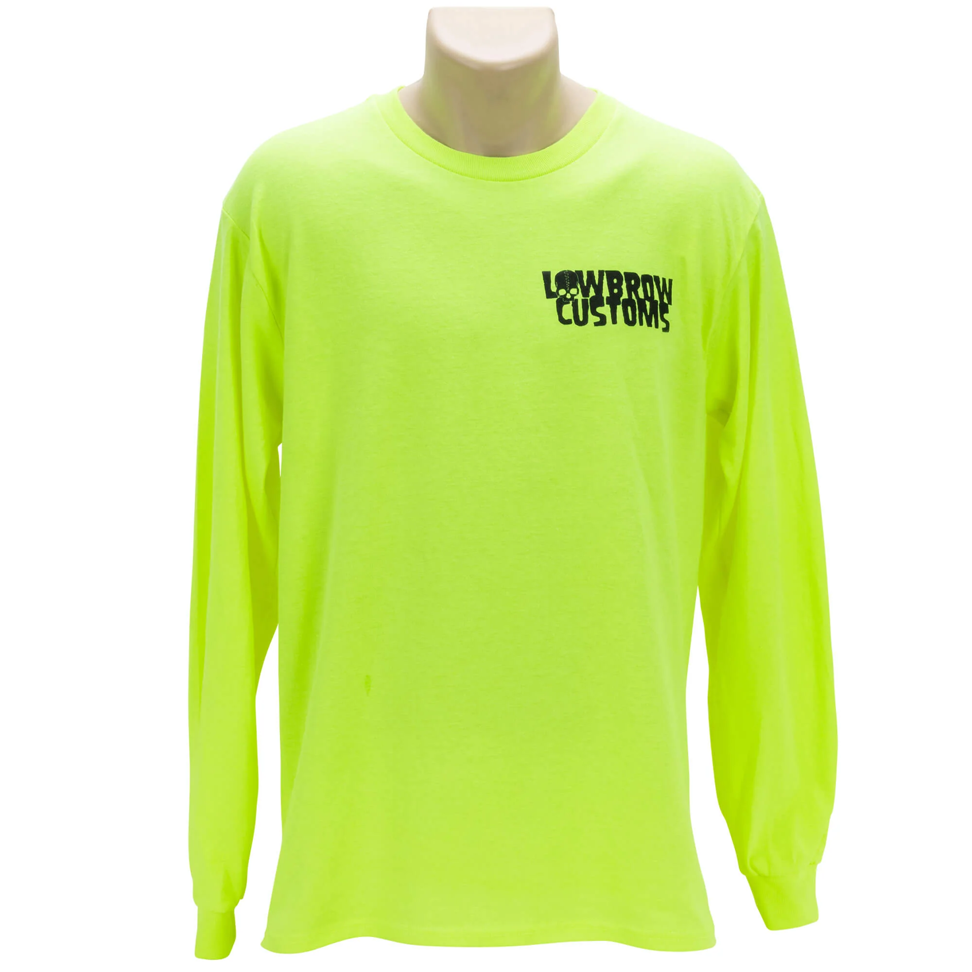 Lowbrow Customs Logo Safety Green Longsleeve Shirt - Image 3