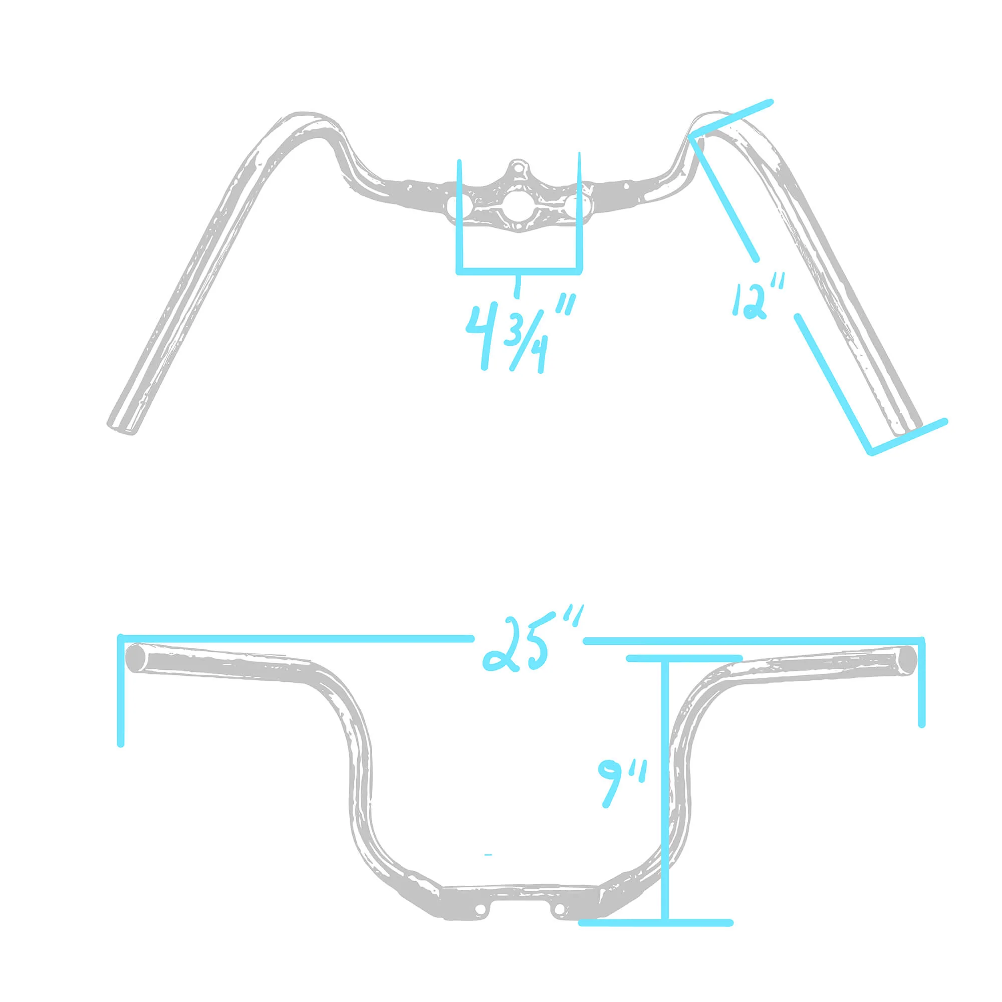 Lowbrow Customs Springer Buckhorn Handlebars - 1 inch - Raw - Image 3