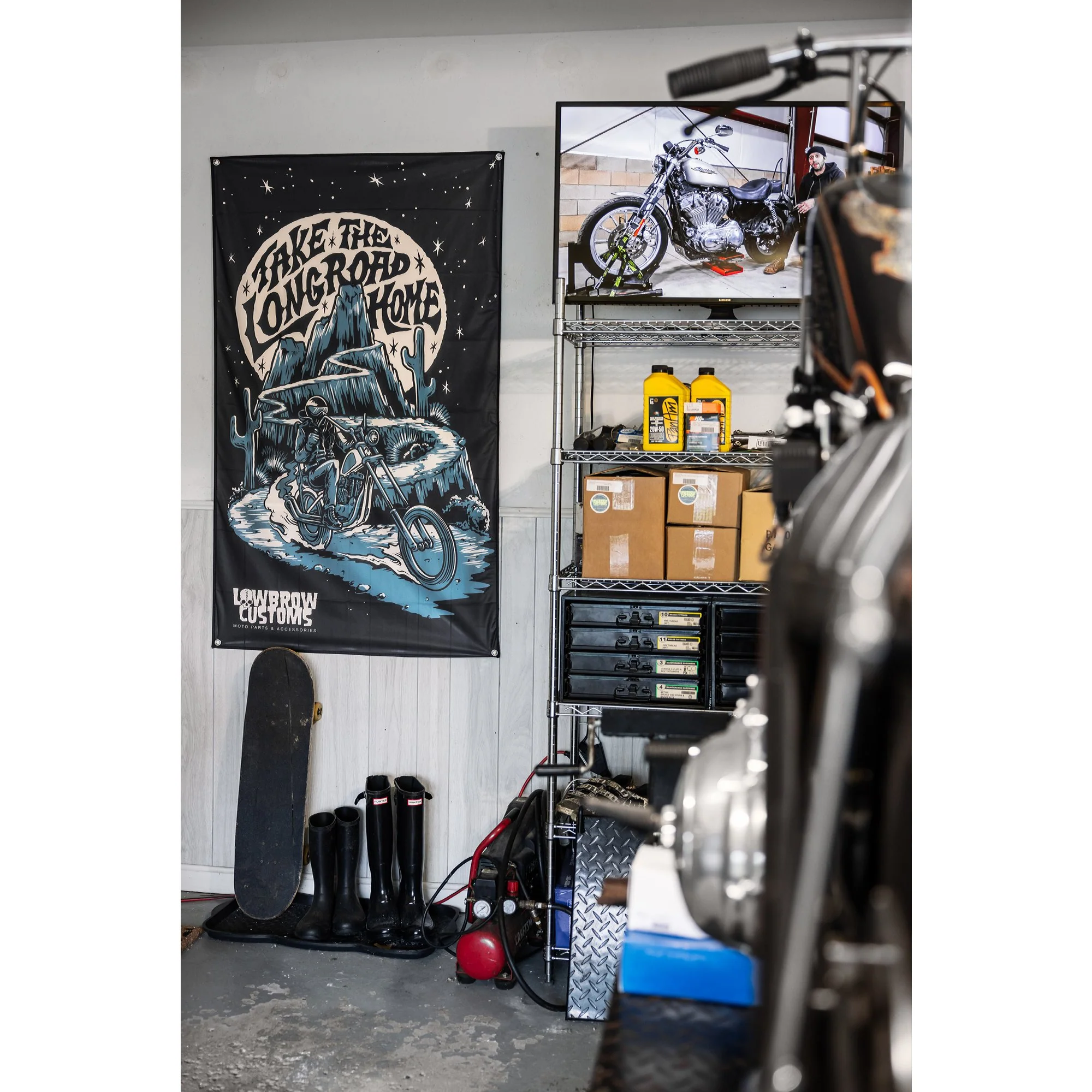 Lowbrow Customs Take the Long Road Home Flag - Image 8