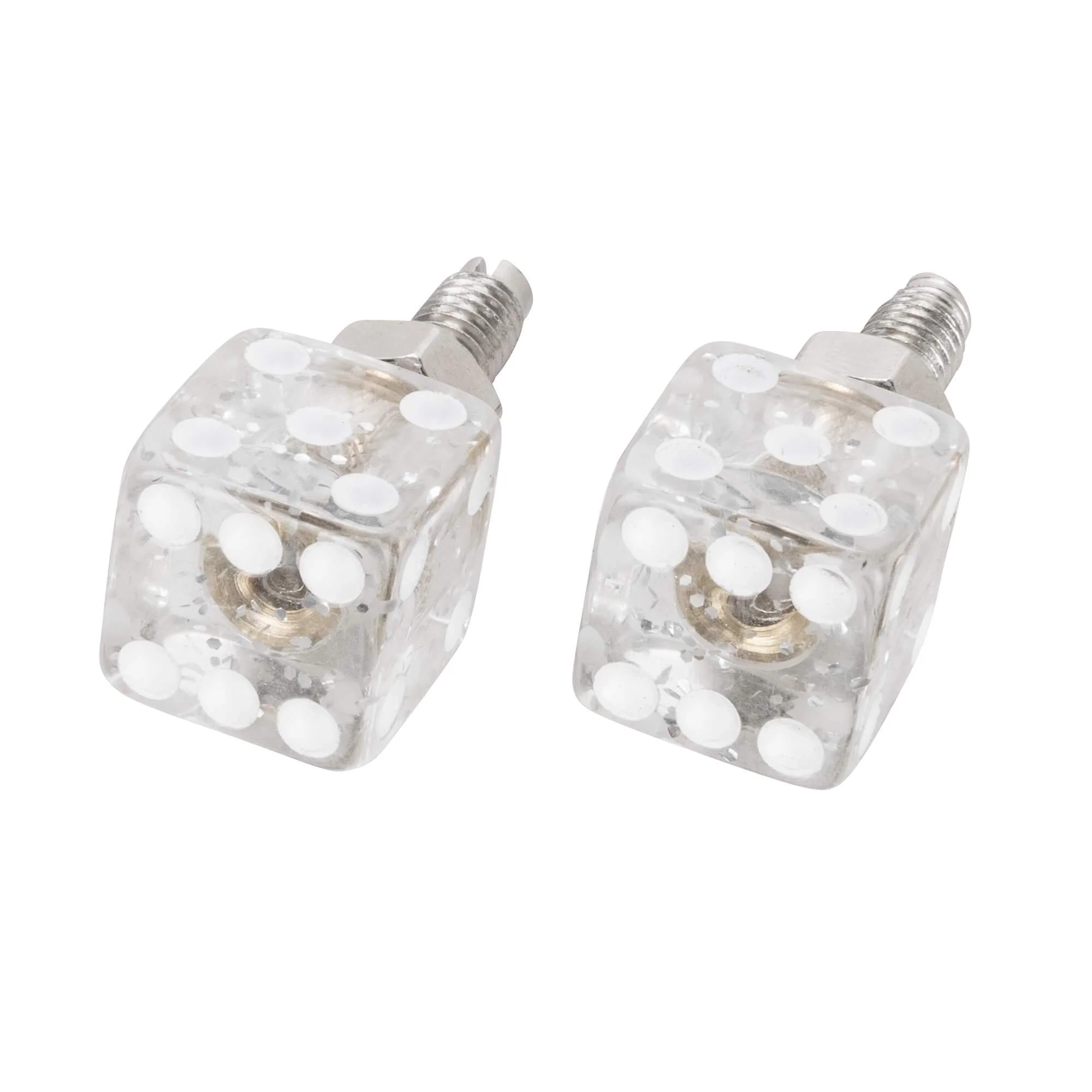 Glitter Dice License Plate Bolts - Clear