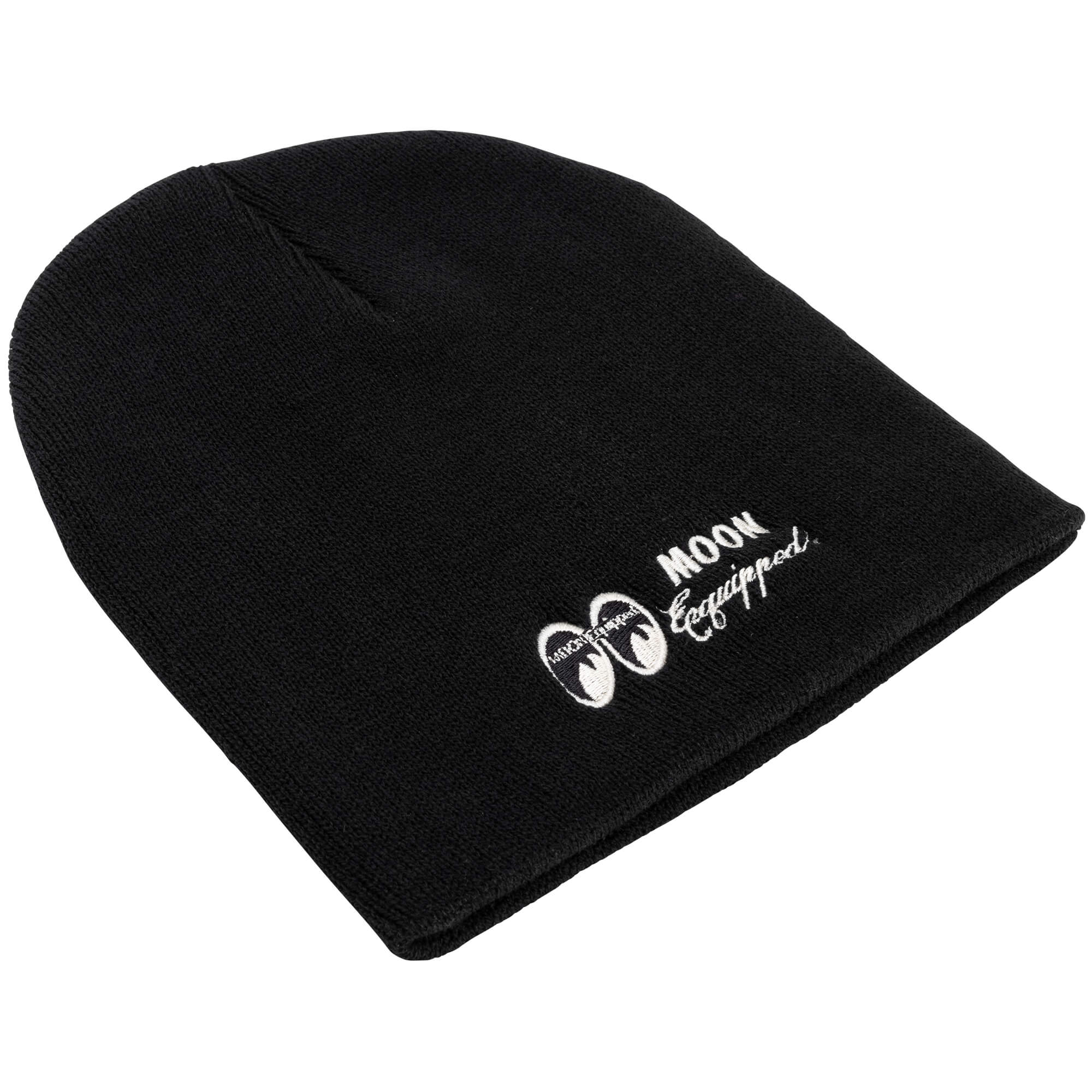 MOON Equipped Embroidered Short Beanie - Black - Image 2
