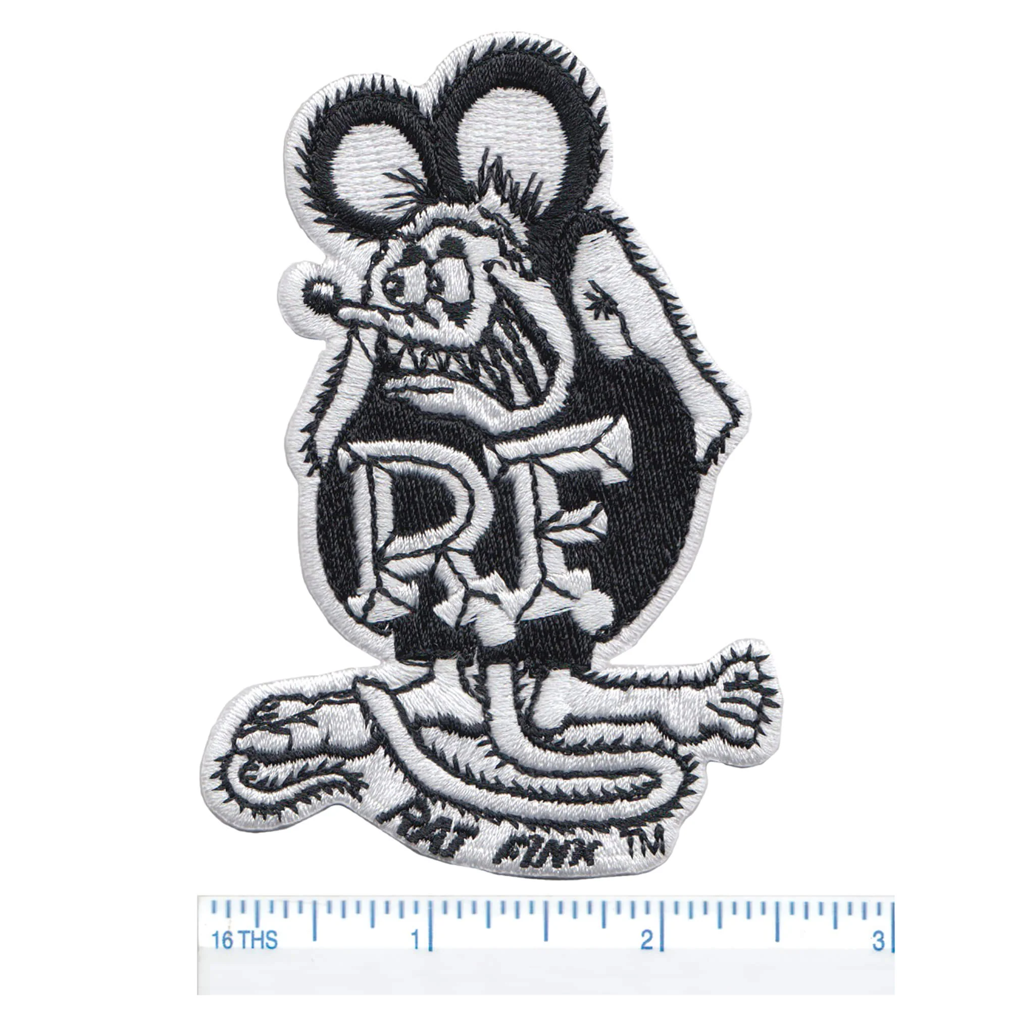 Rat Fink Patch - Black and White - Image 2