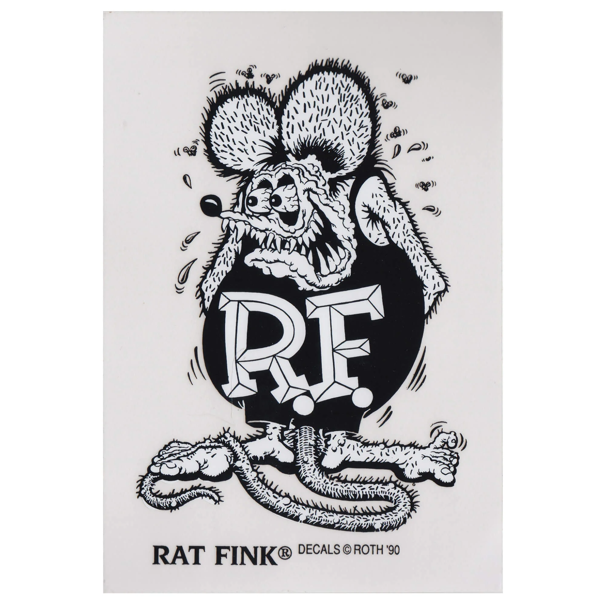 Rat Fink Standing Sticker - Large - Black and White