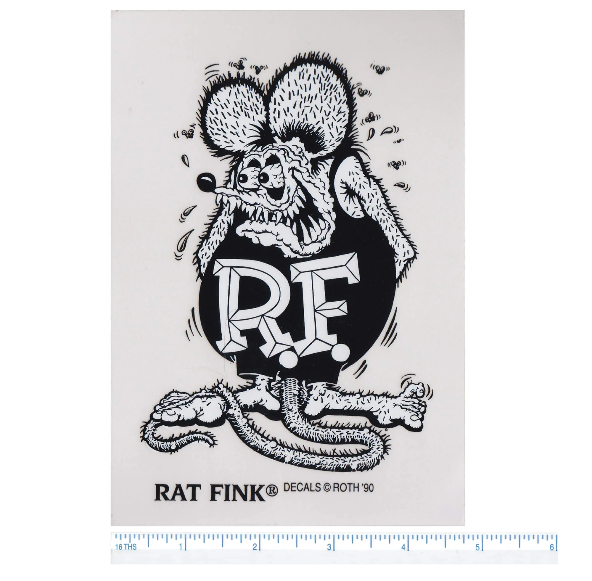 Rat Fink Standing Sticker - Large - Black and White - Image 2
