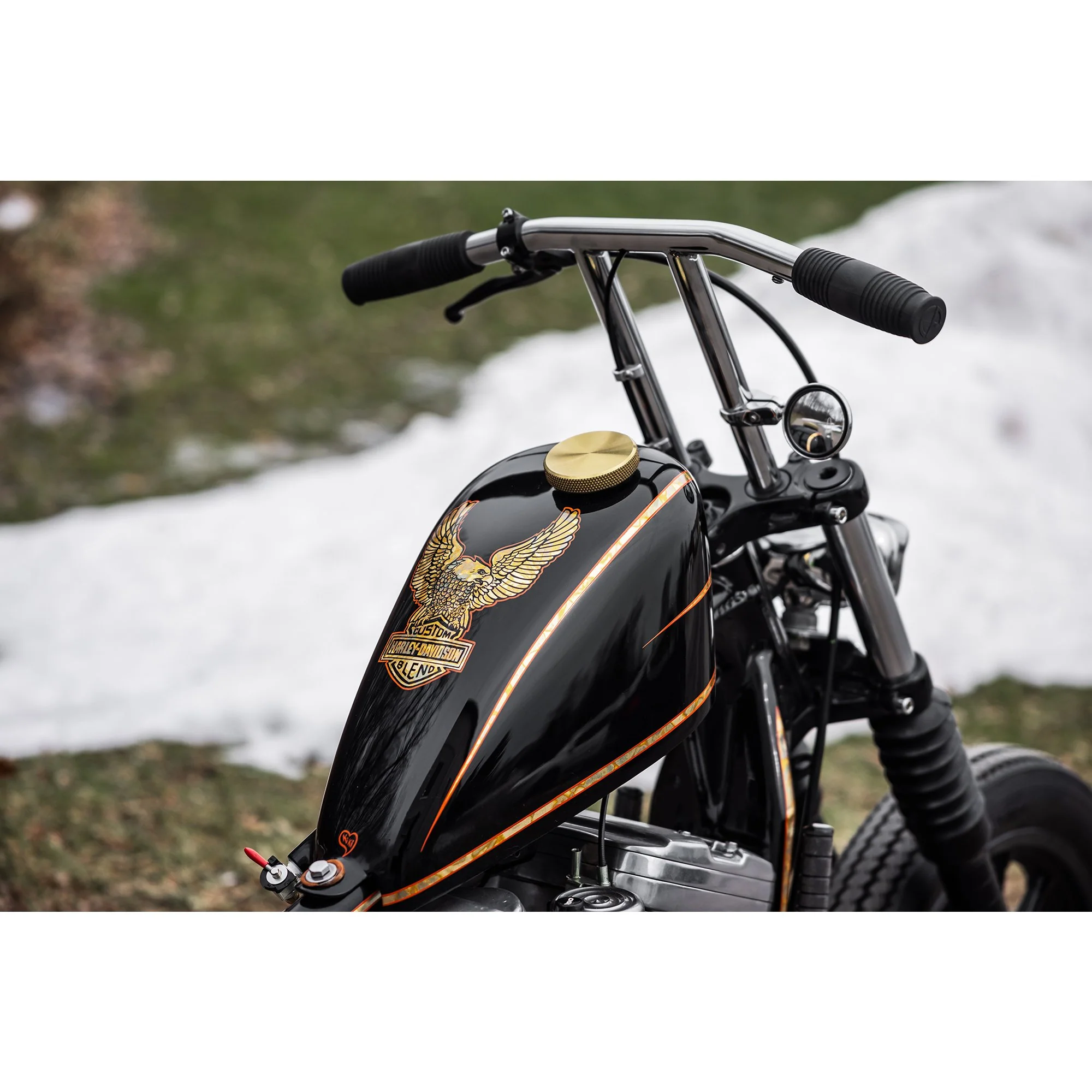 Billet Bayonet / Cam Harley Style Vented Gas Cap - Brass - Image 4