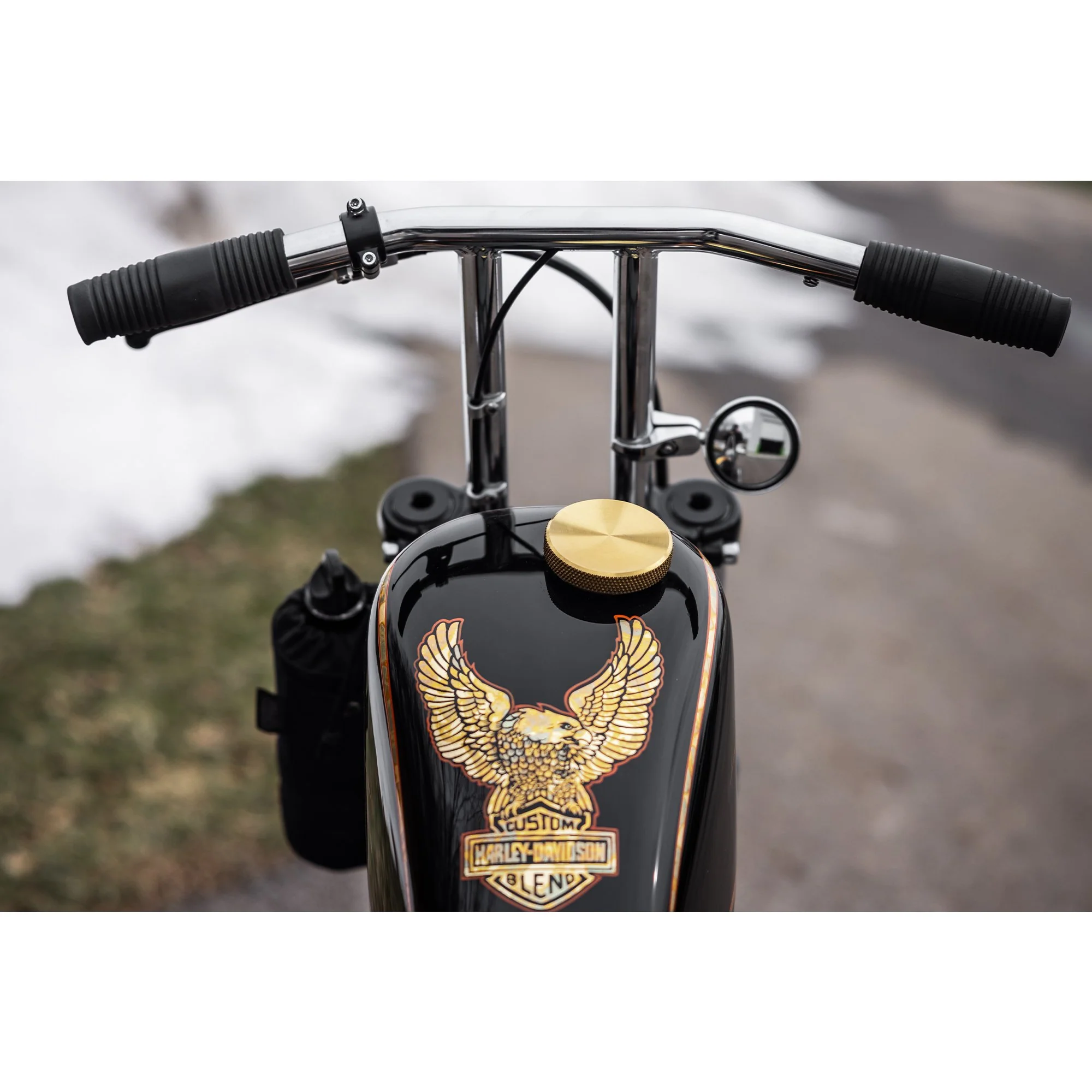 Billet Bayonet / Cam Harley Style Vented Gas Cap - Brass - Image 6