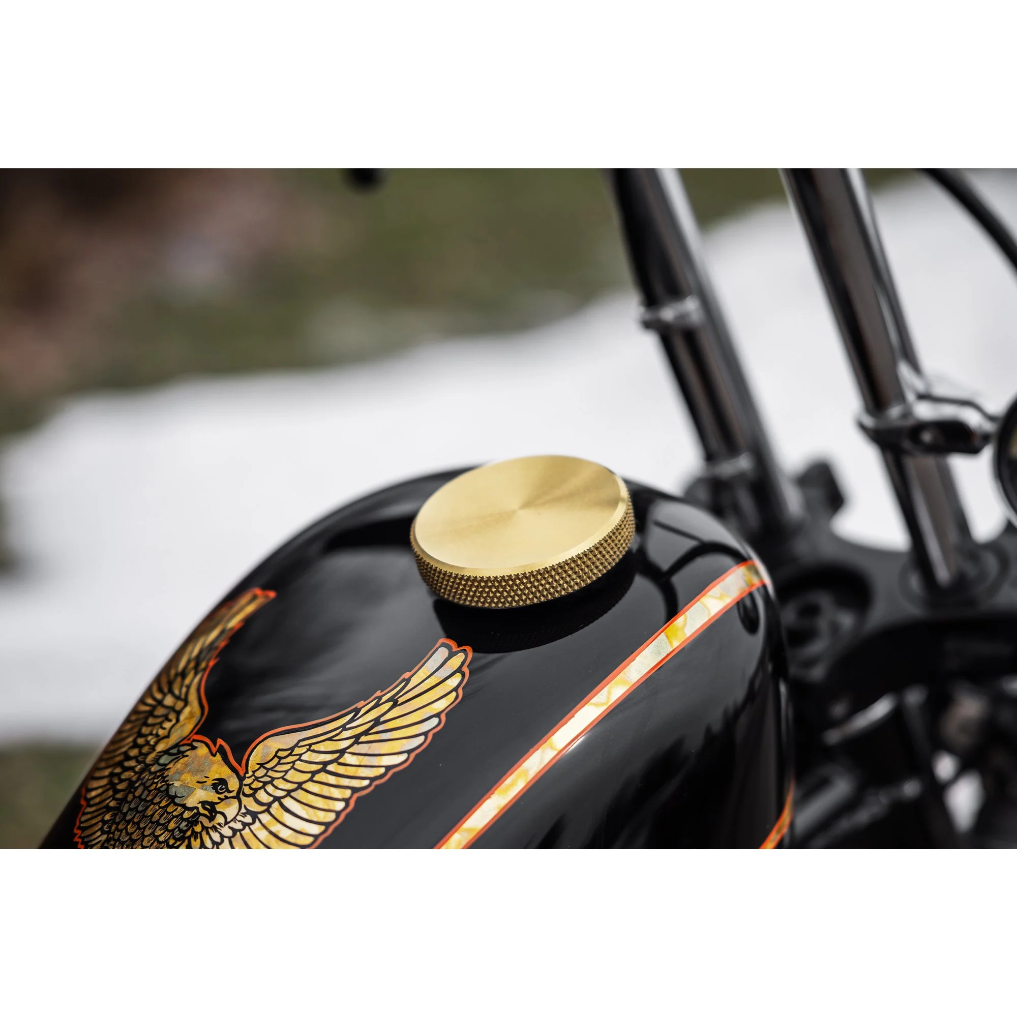 Billet Bayonet / Cam Harley Style Vented Gas Cap - Brass - Image 7