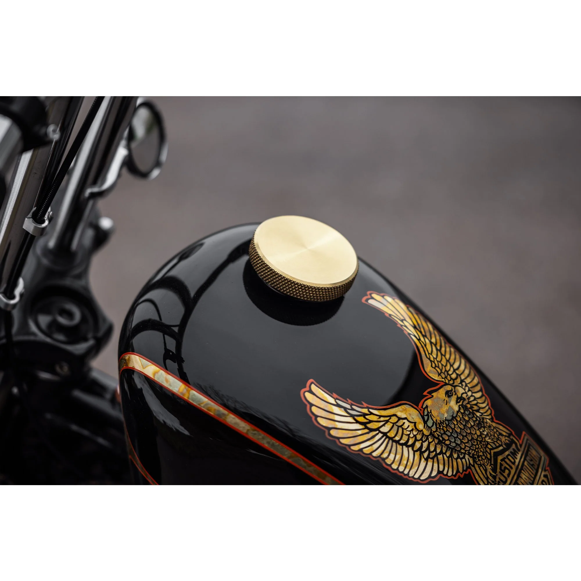 Billet Bayonet / Cam Harley Style Vented Gas Cap - Brass - Image 9