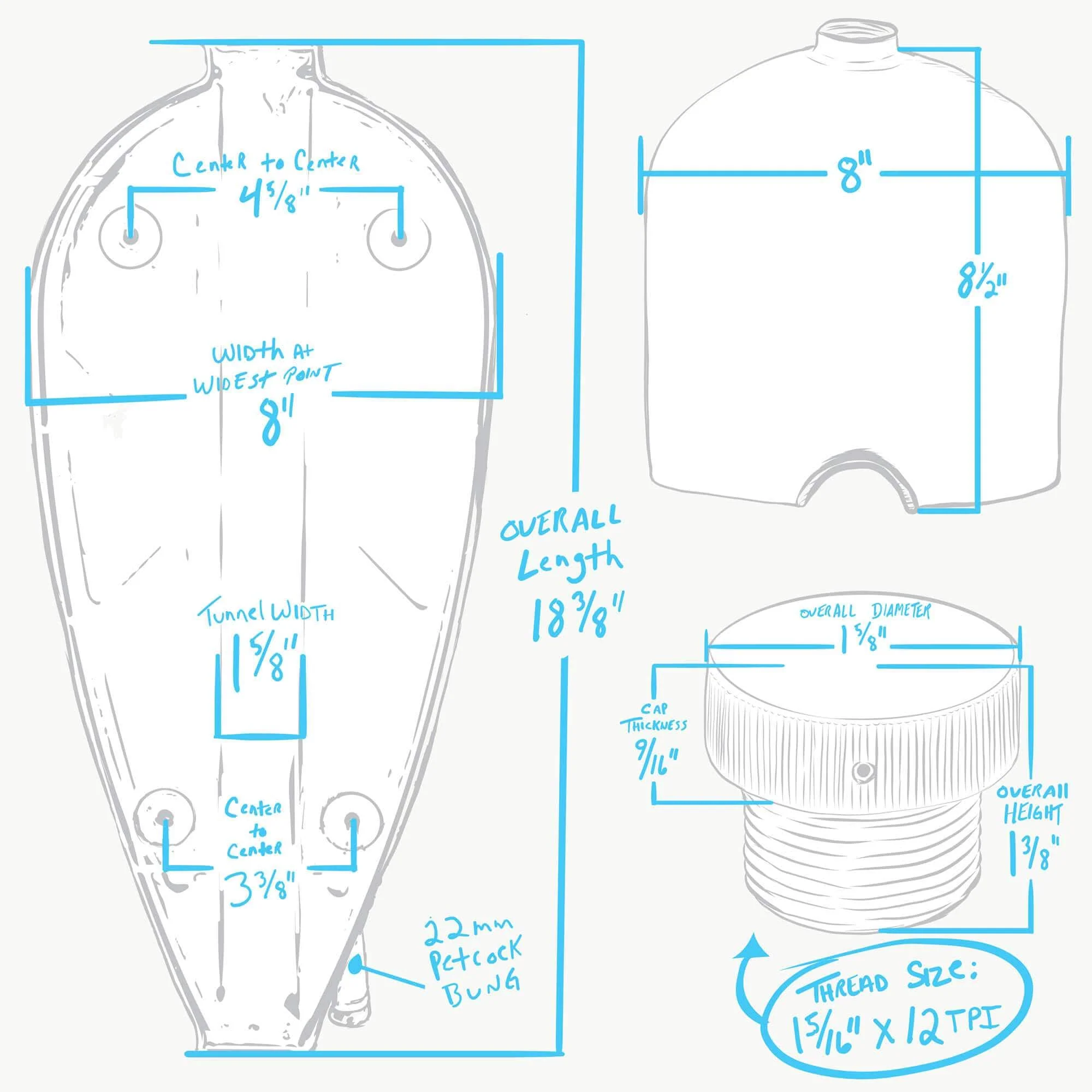 Narrow Sporty Frisco Gas Tank 2.5 gallon - Image 3