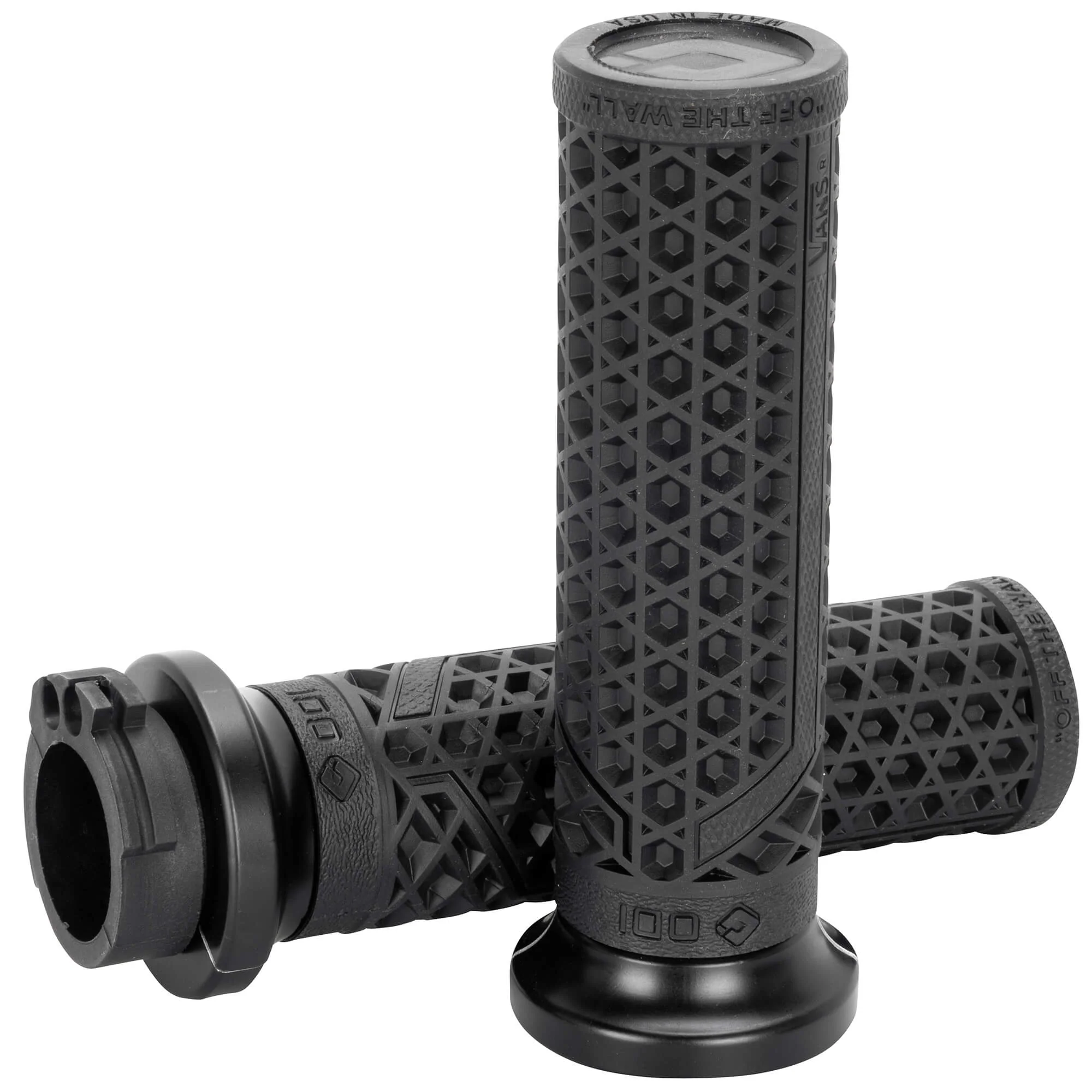 Vans V-Twin Lock-On Cable Throttle Grips by ODI - Black/Matte Black - 1"