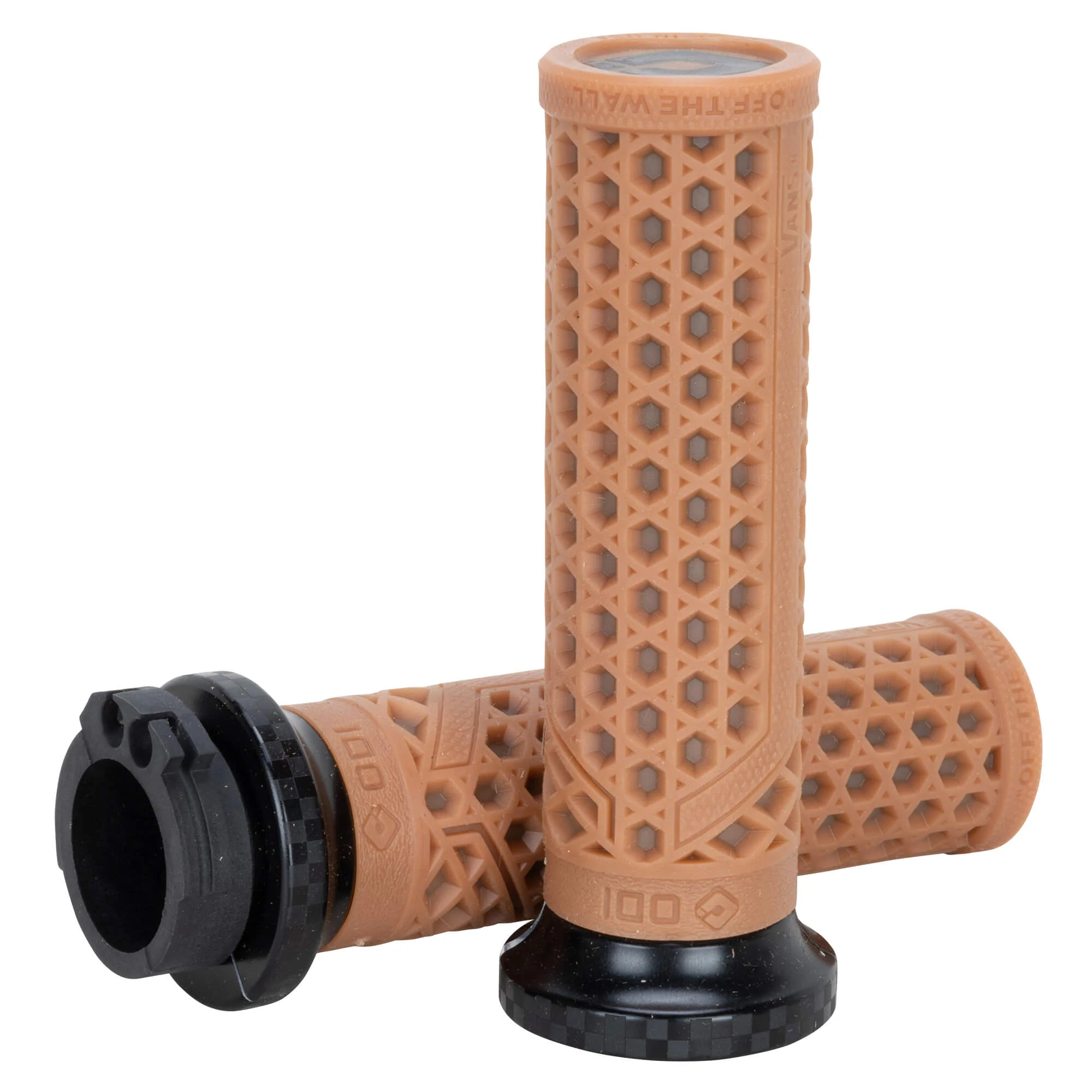 Vans V-Twin Lock-On Cable Throttle Grips by ODI - Gum Rubber/Black Checkered Anodize - 1"