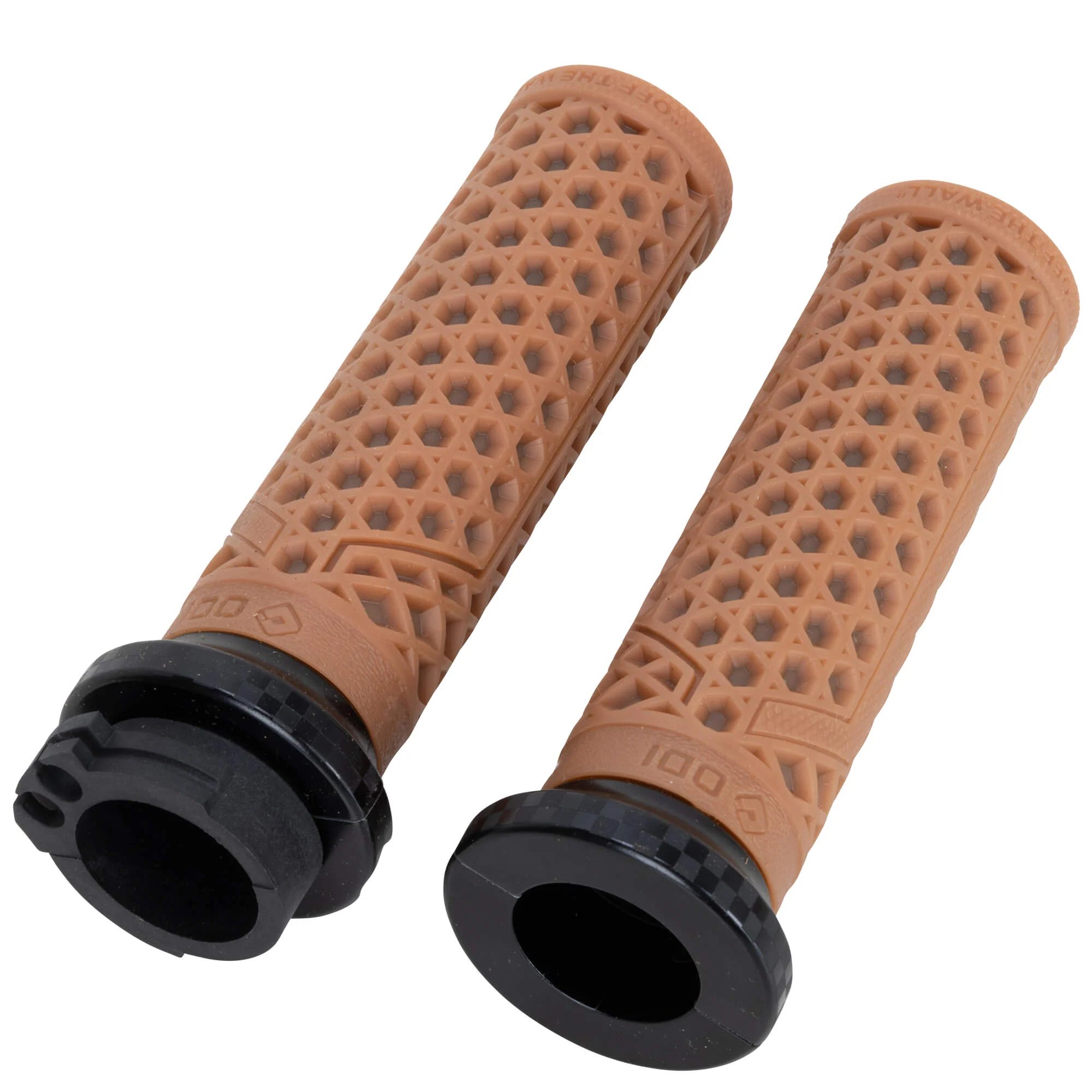 Vans V-Twin Lock-On Cable Throttle Grips by ODI - Gum Rubber/Black Checkered Anodize - 1" - Image 2