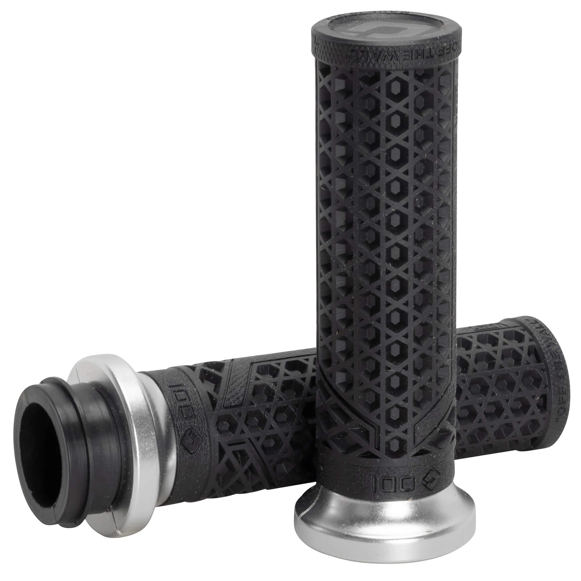 Vans V-Twin Lock-On TBW Grips by ODI - Black/Silver - 1"