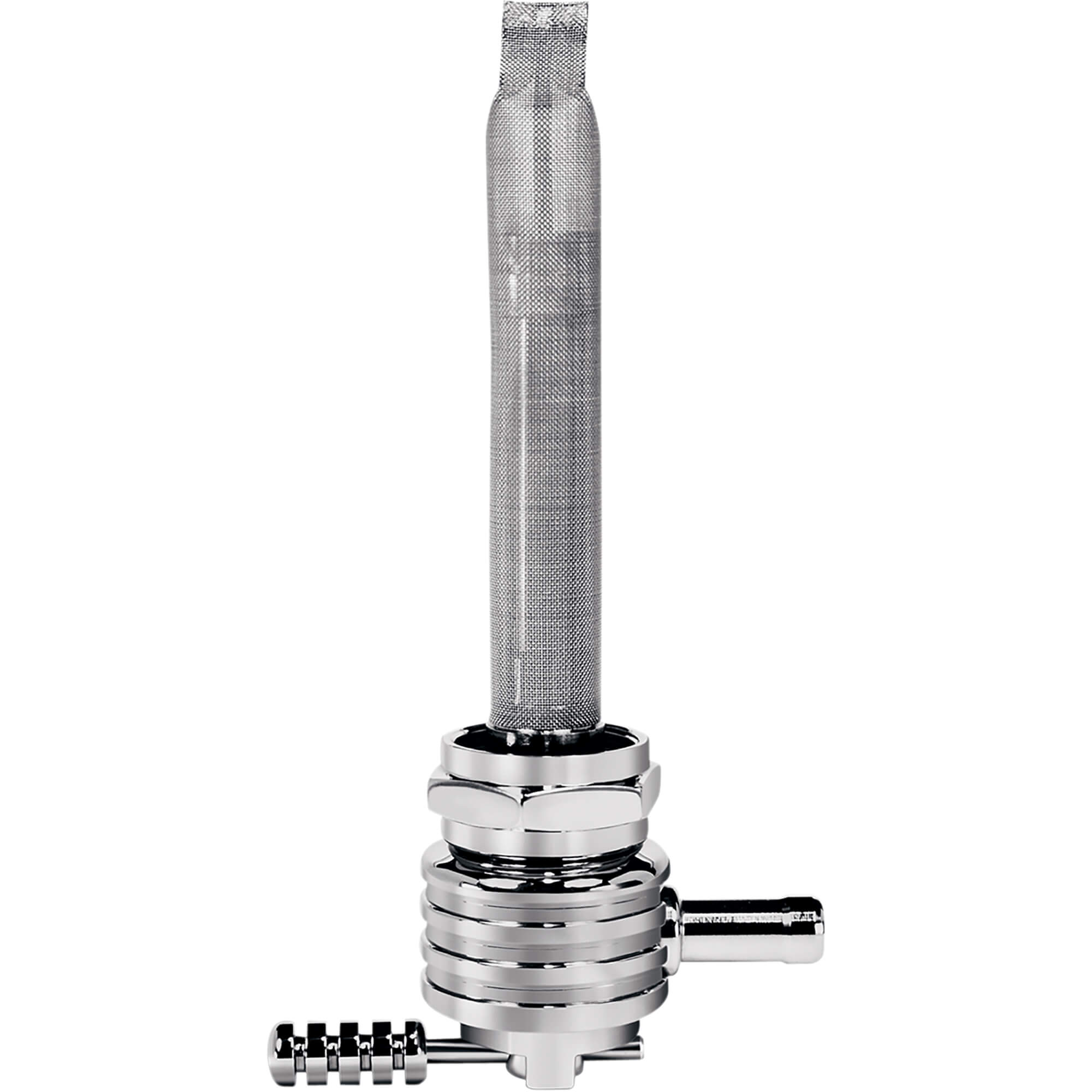 22MM Power-Flo Petcock - Round Finned Body - Chrome - Inward