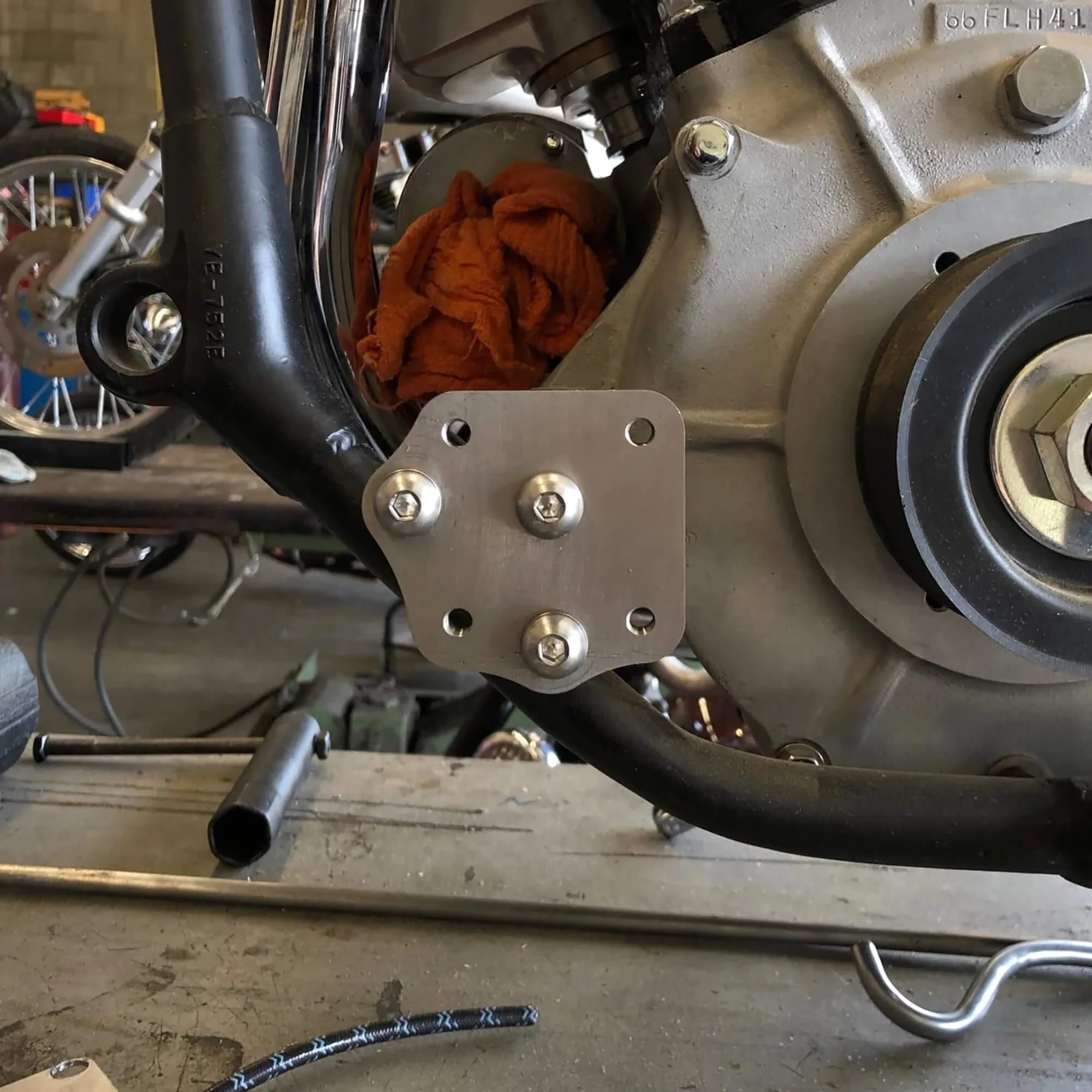 Kickstand Mounting Bracket for Harley-Davidson Big Twin Frames - Stainless Steel - Image 4