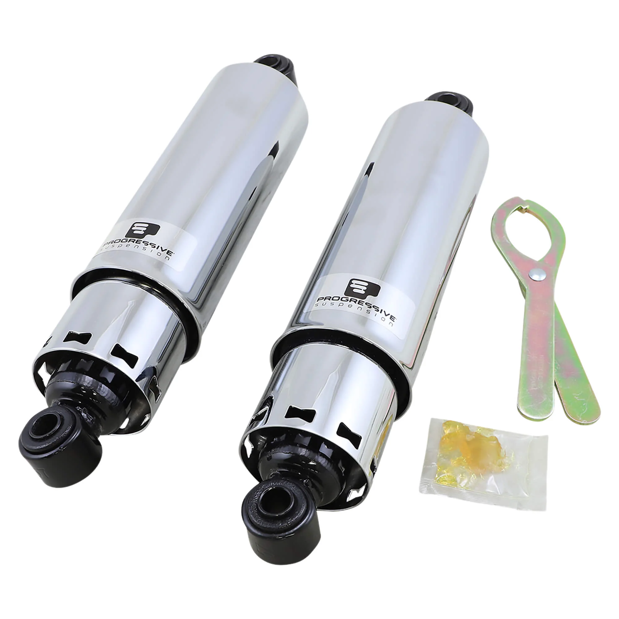 412 Series 12" Shocks Chrome With Full Covers 1973-1986 Harley-Davidson Shovelheads
