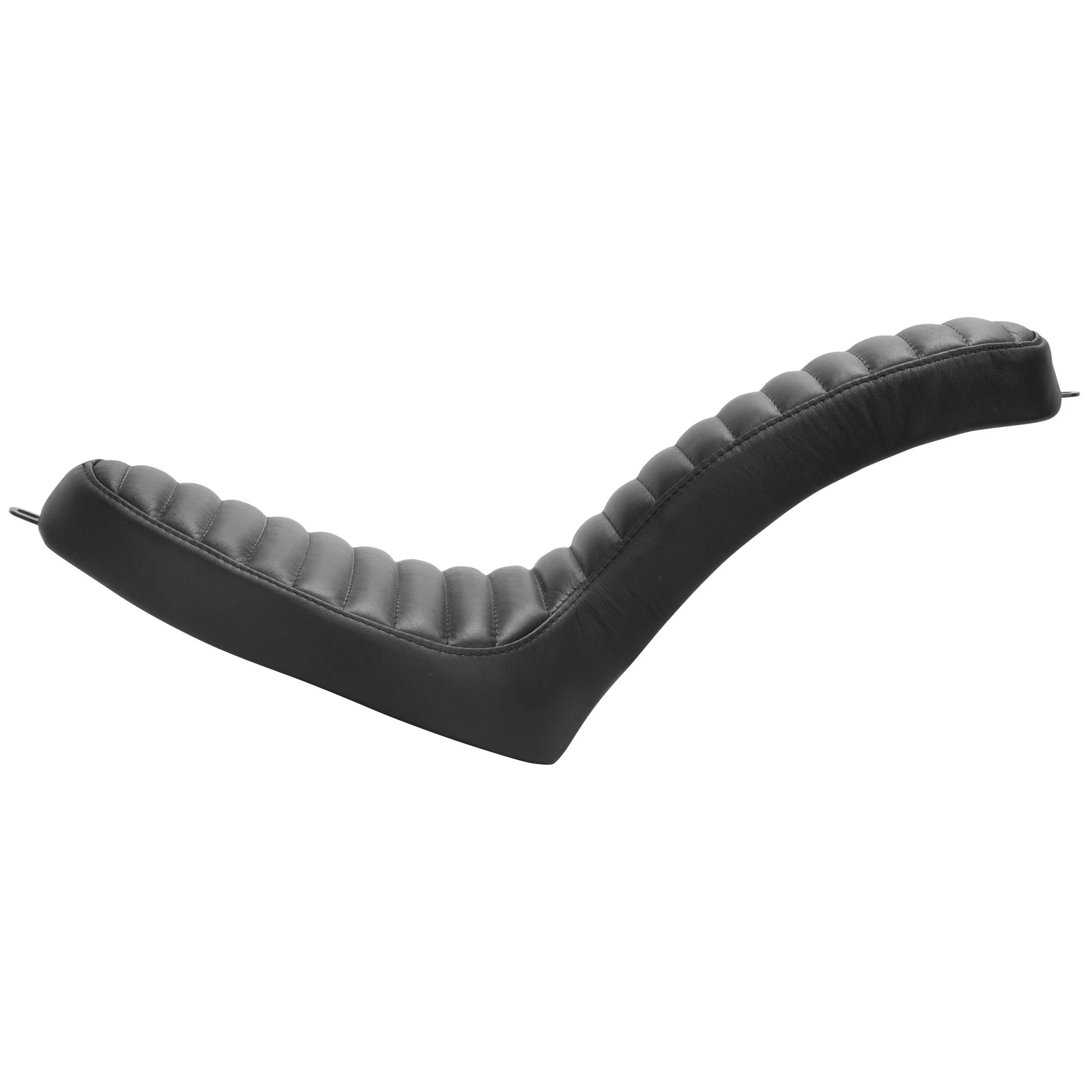 Cobra 2-Up Seat - Black Leather - Horizontal Pleat - for Harley OEM Factory Rigid Frames - Image 3