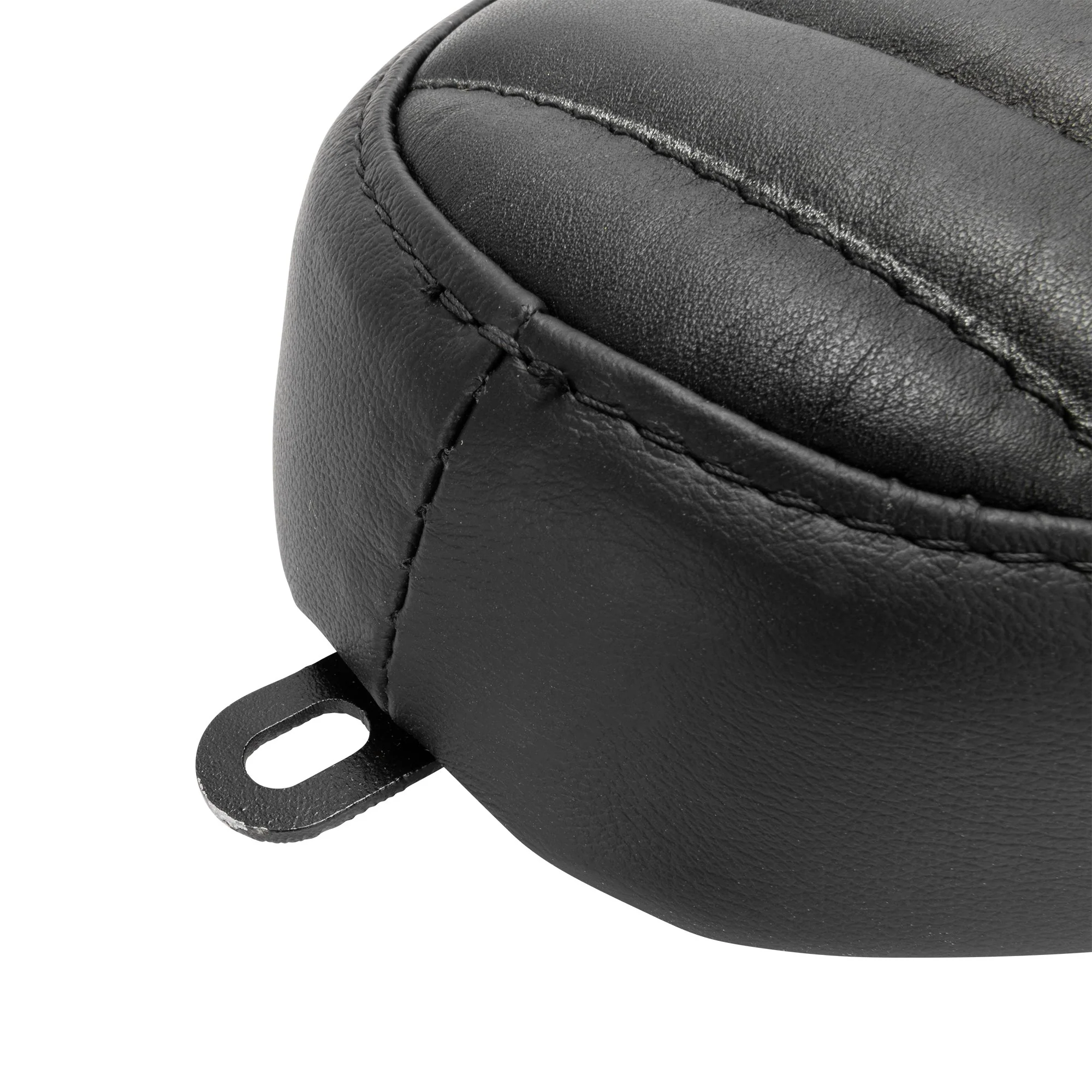Cobra 2-Up Seat - Black Leather - Horizontal Pleat - for Harley OEM Factory Rigid Frames - Image 6