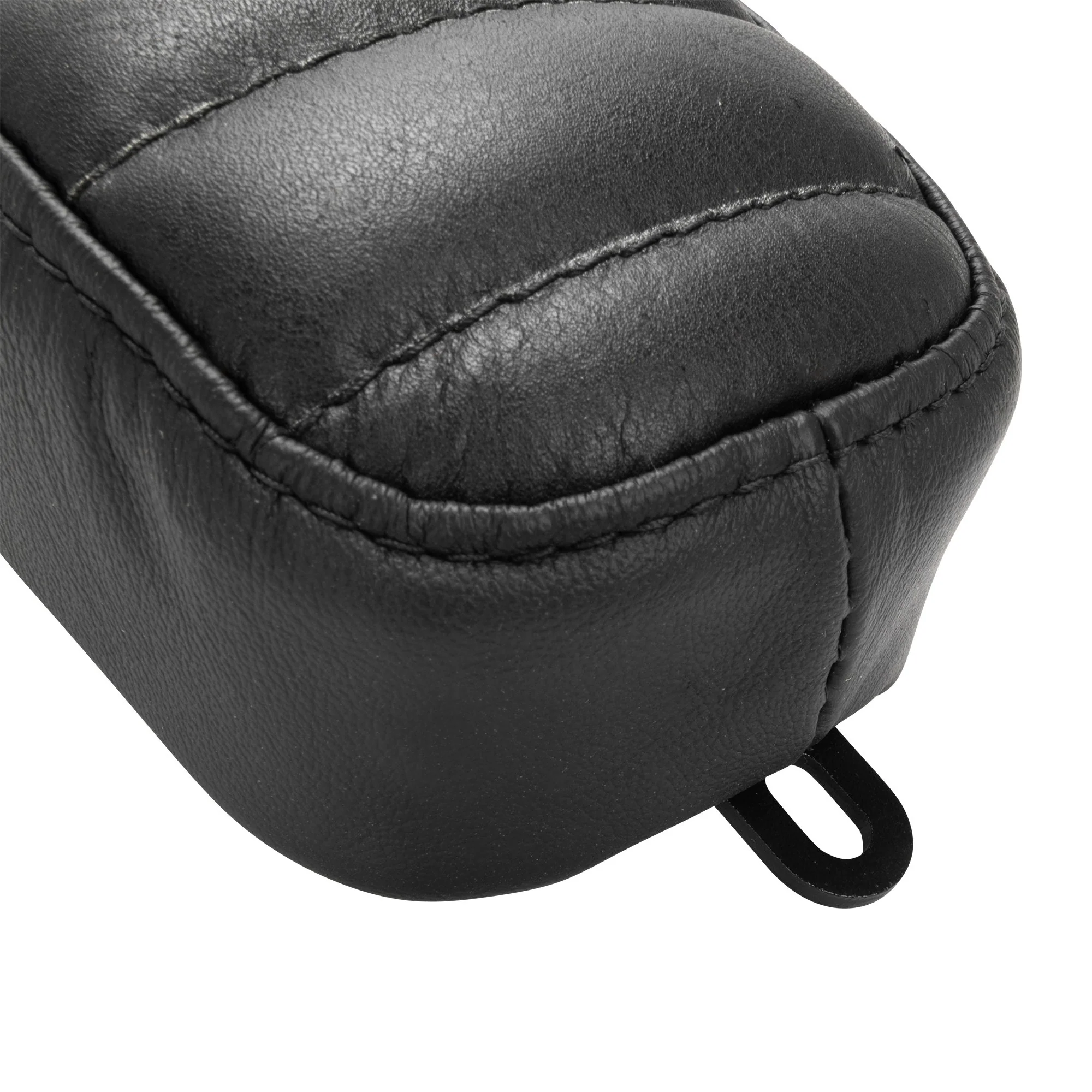 Cobra 2-Up Seat - Black Leather - Horizontal Pleat - for Harley OEM Factory Rigid Frames - Image 7