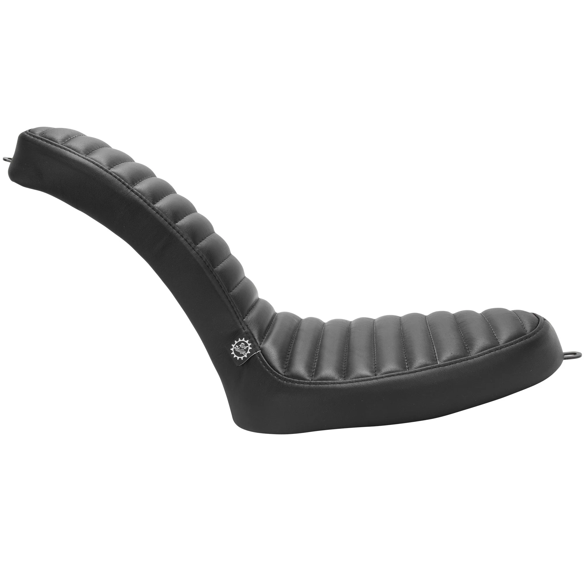 Cobra 2-Up Seat - Black Leather - Horizontal Pleat - for Harley OEM Factory Rigid Frames - Image 8